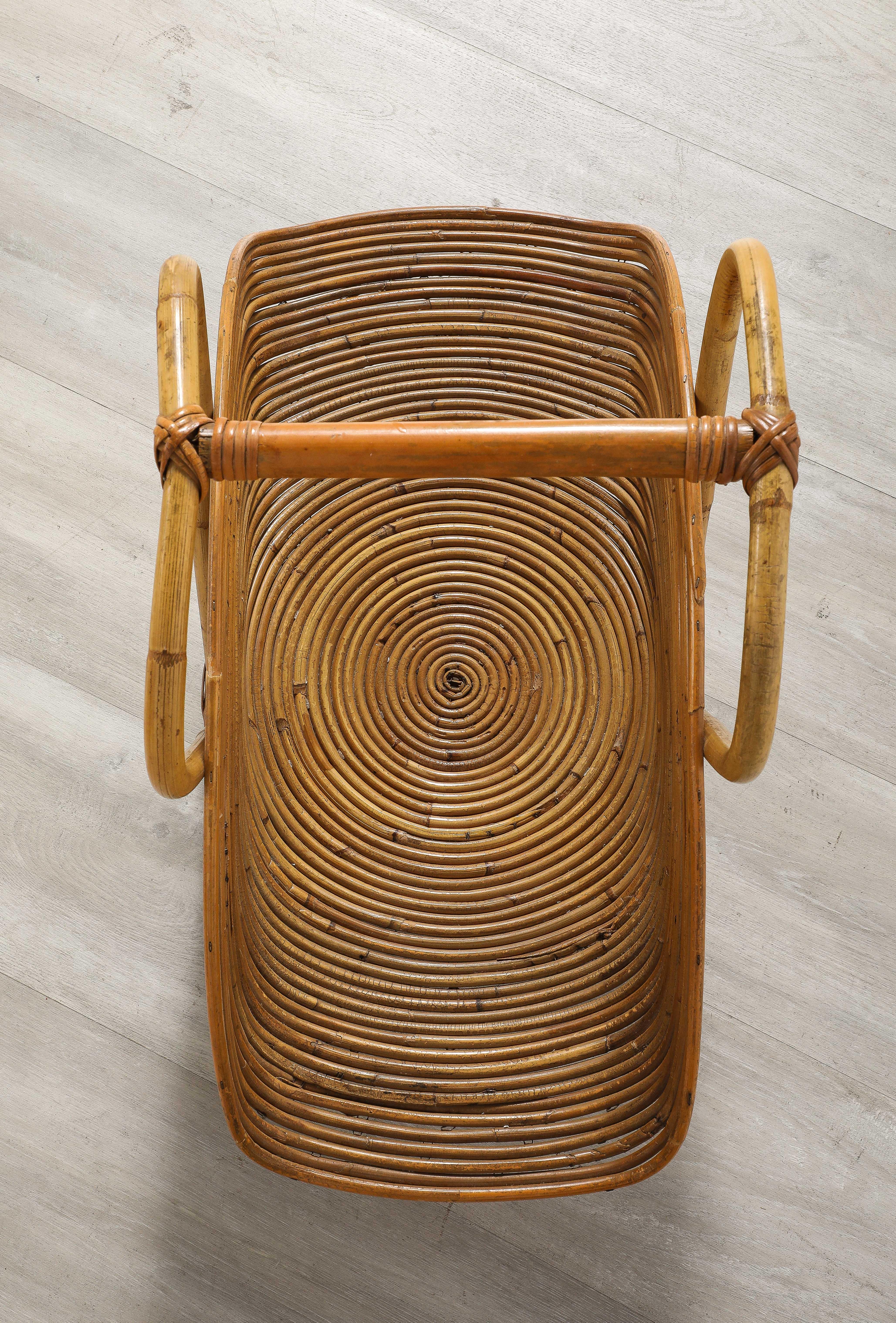 Italian 1950's Bamboo Basket For Sale 5