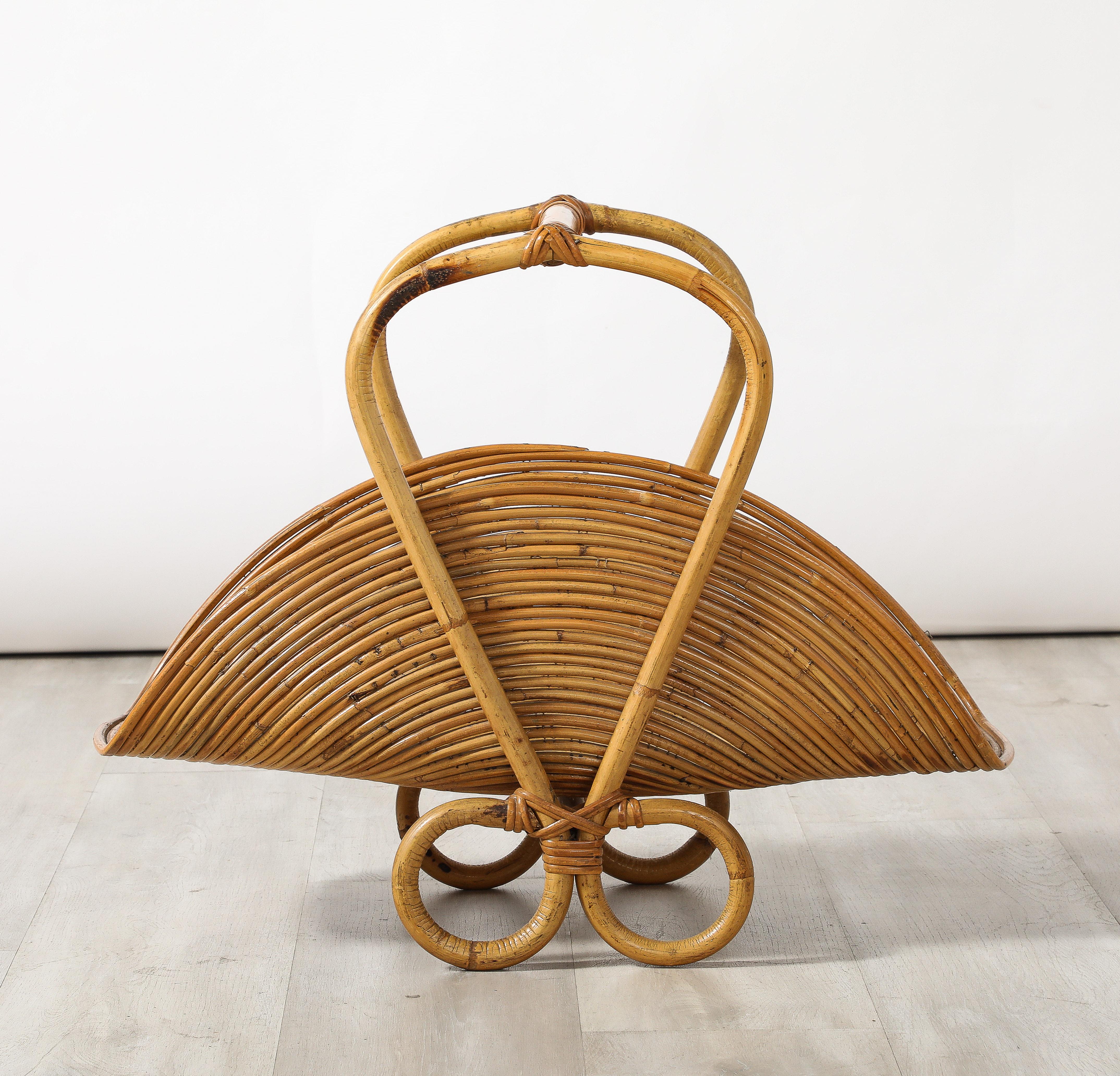 Italian 1950's Bamboo Basket For Sale 8