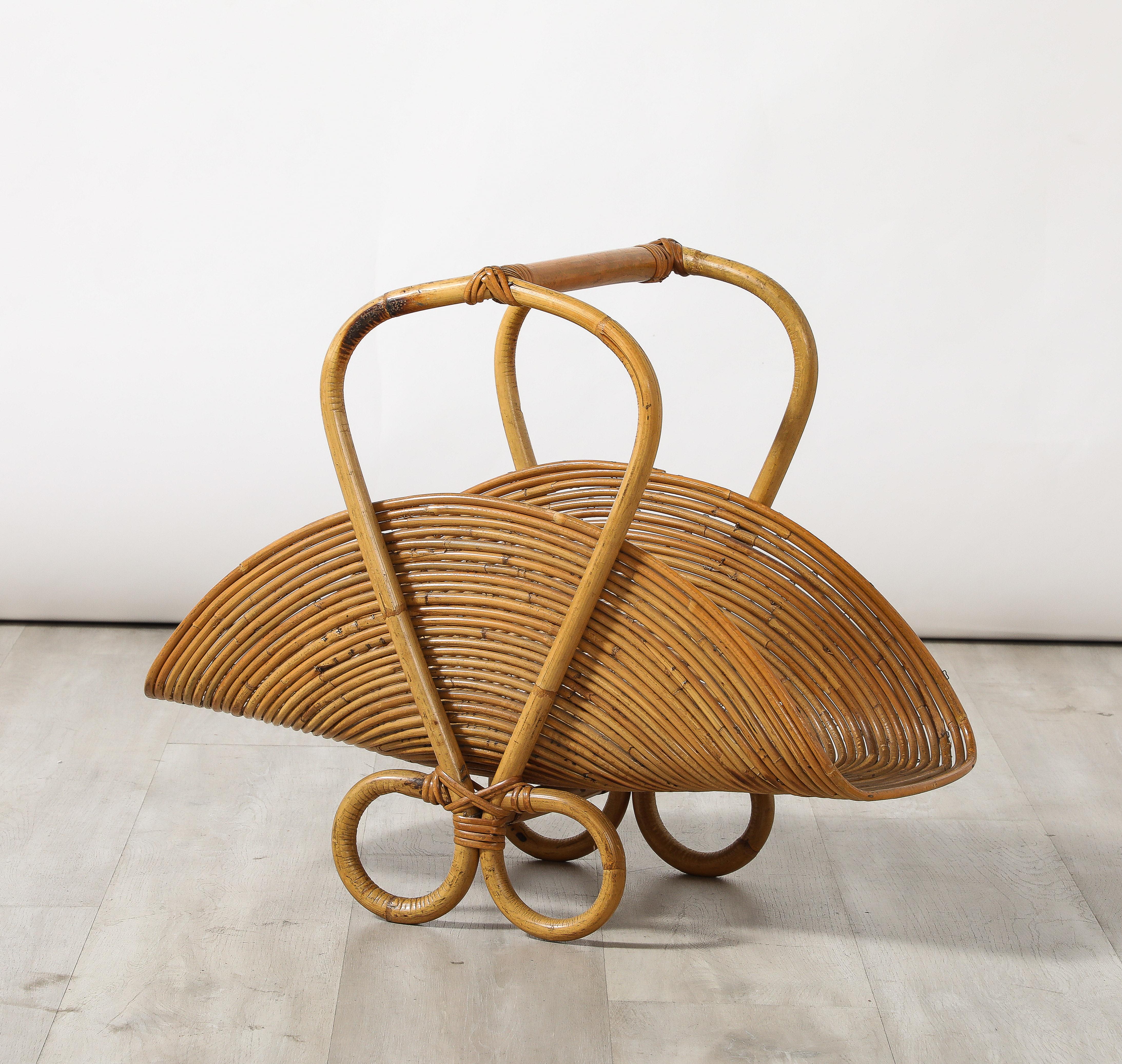 Italian 1950's Bamboo Basket For Sale 9