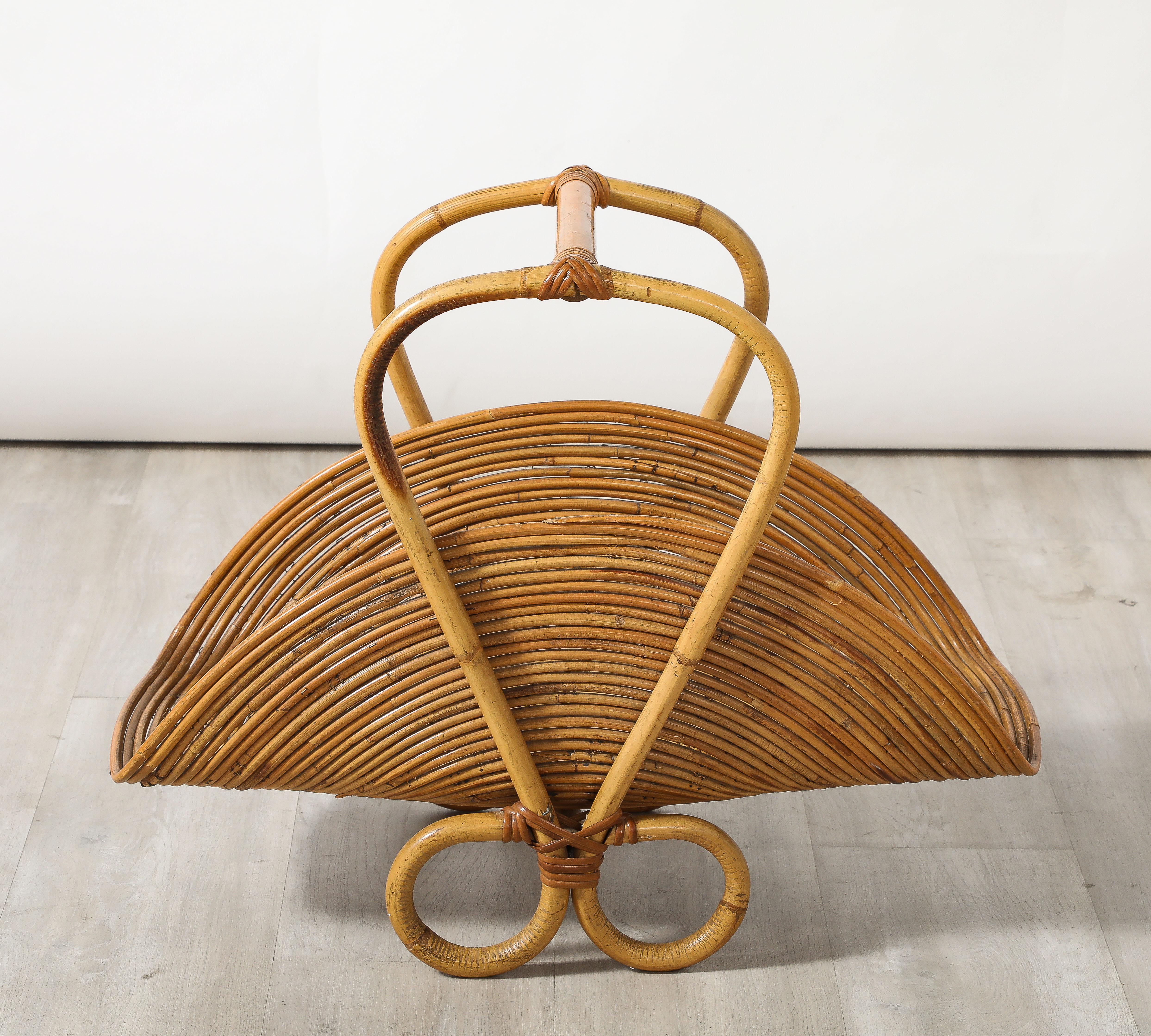 Mid-Century Modern Italian 1950's Bamboo Basket For Sale