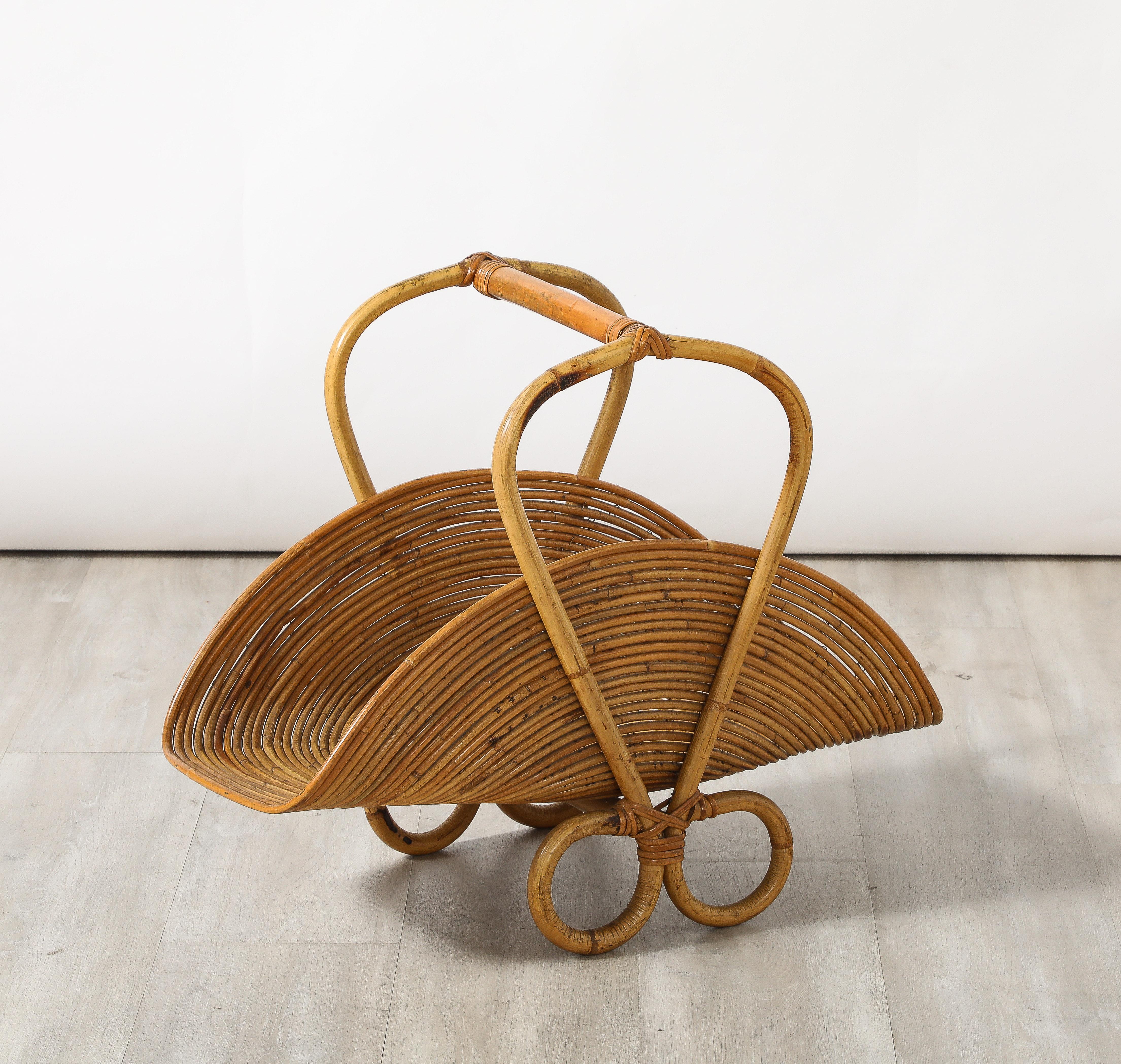 Italian 1950's Bamboo Basket For Sale 2