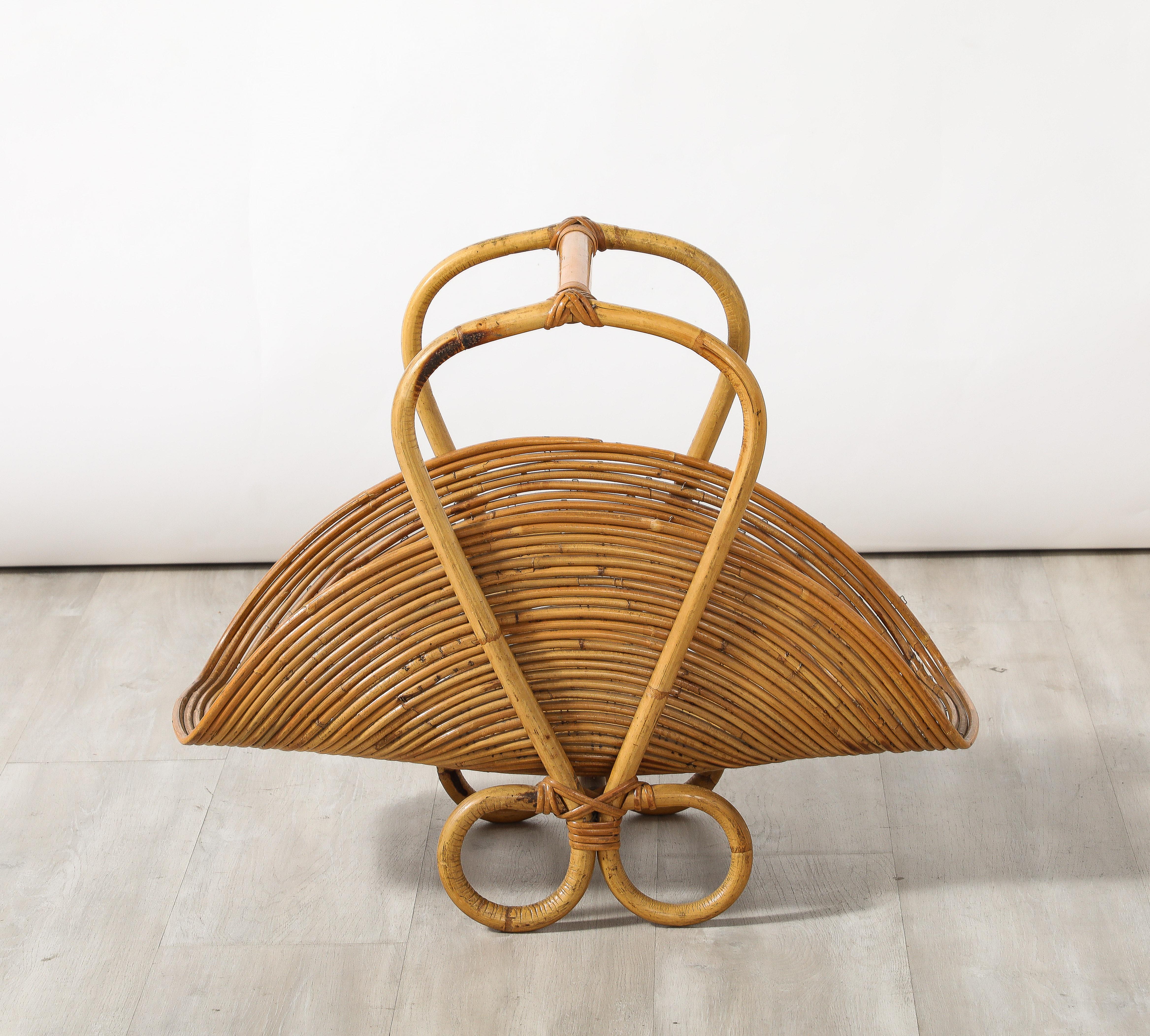 Italian 1950's Bamboo Basket For Sale 3