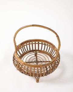 Cestino in bambù italiano degli anni '50 con manico
