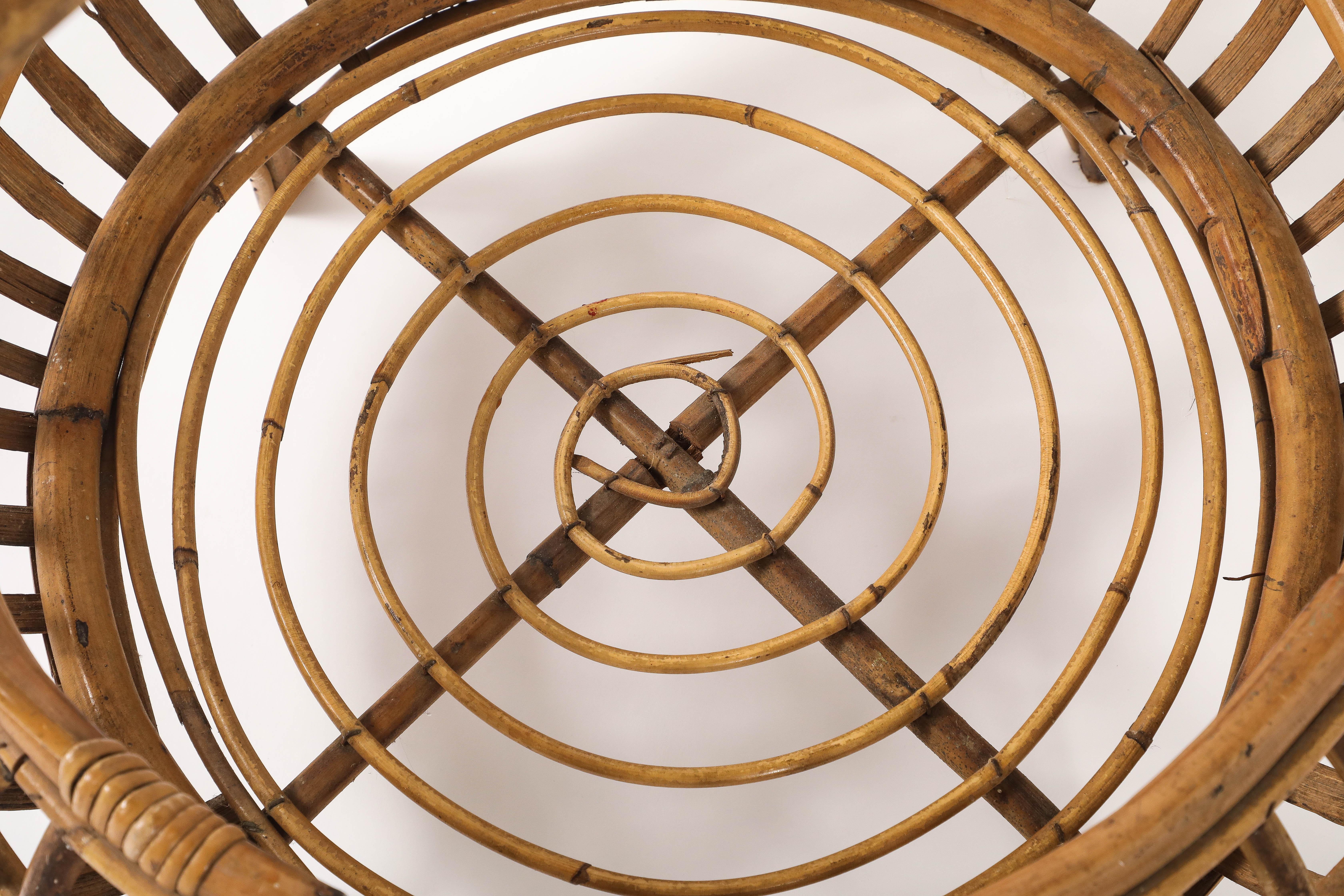 Bambù Cestino in bambù italiano degli anni '50 con manico in vendita