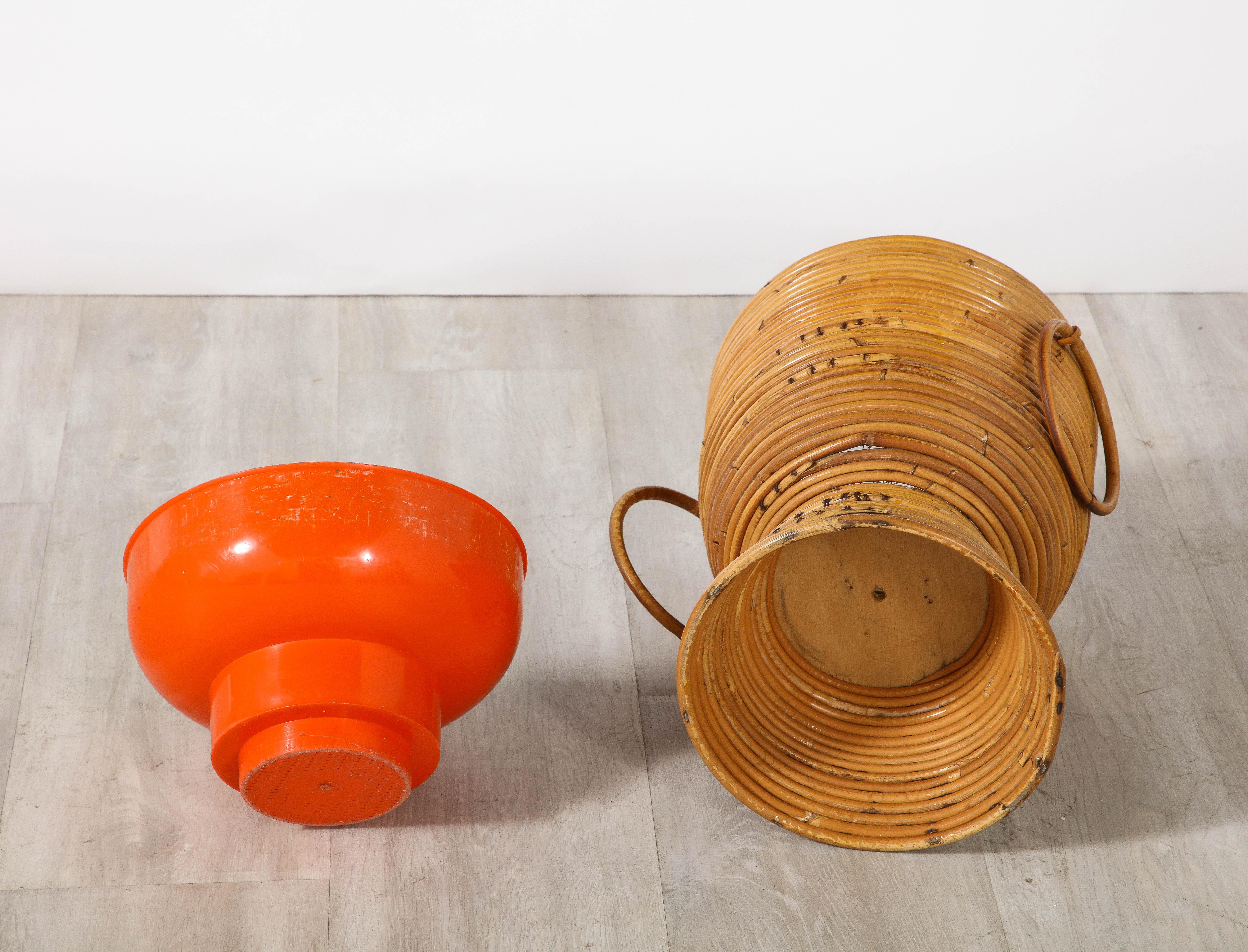 Italian 1950's Bamboo Ice Bucket or Basket /Vase 5