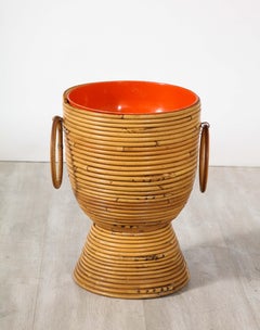 Italian 1950's Bamboo Ice Bucket or Basket /Vase