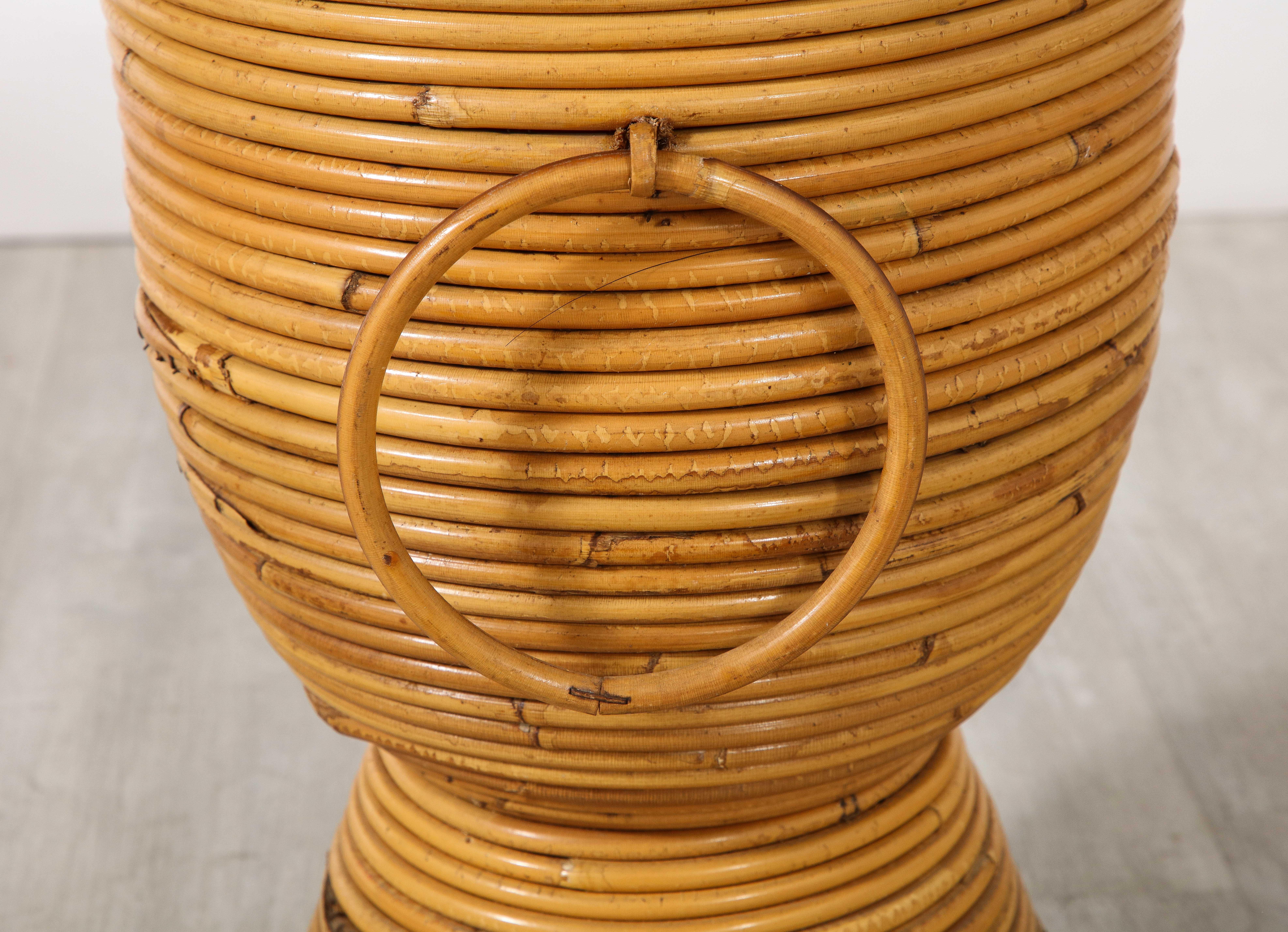 Mid-Century Modern Italian 1950's Bamboo Ice Bucket or Basket /Vase