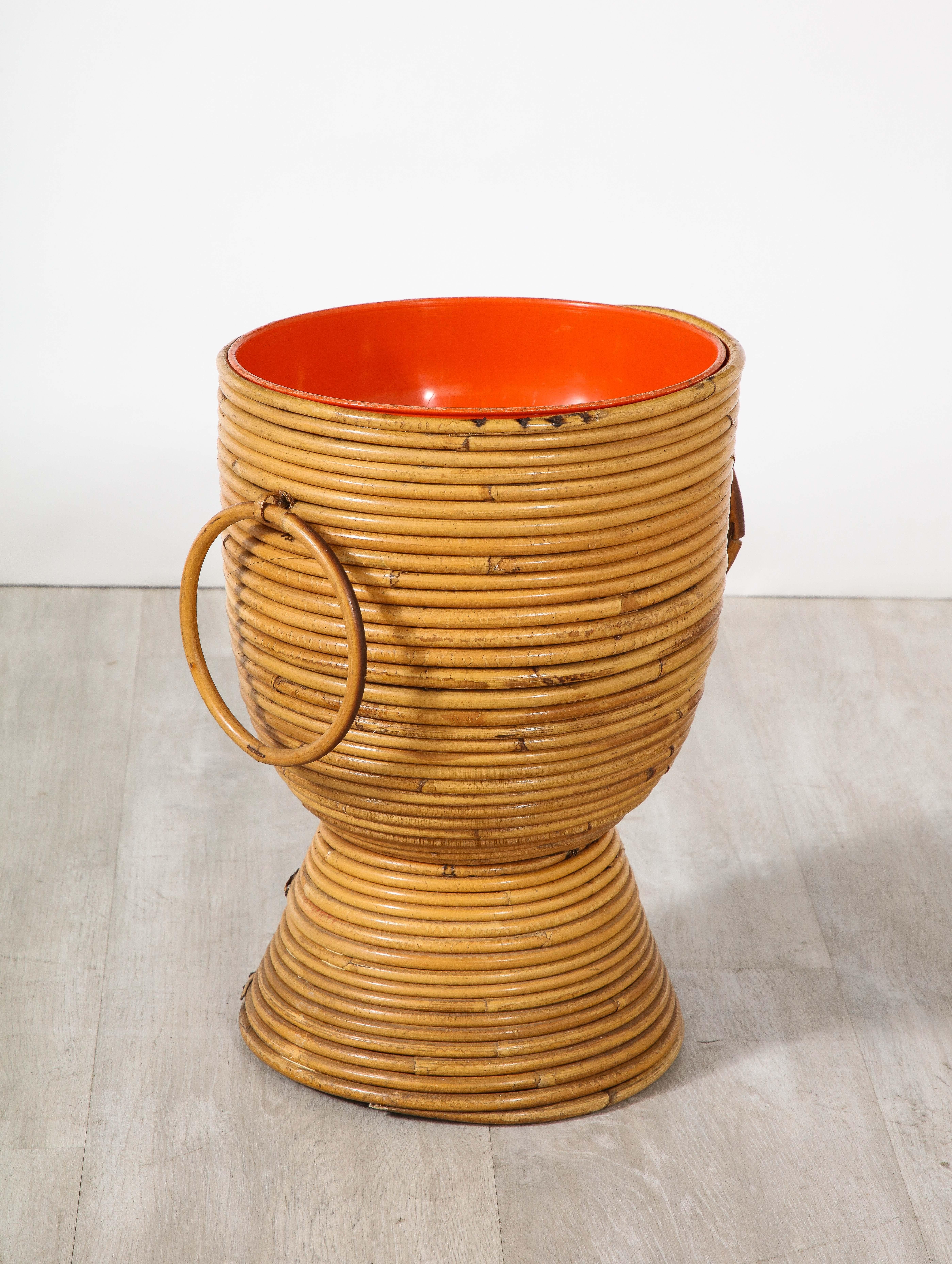 Mid-20th Century Italian 1950's Bamboo Ice Bucket or Basket /Vase