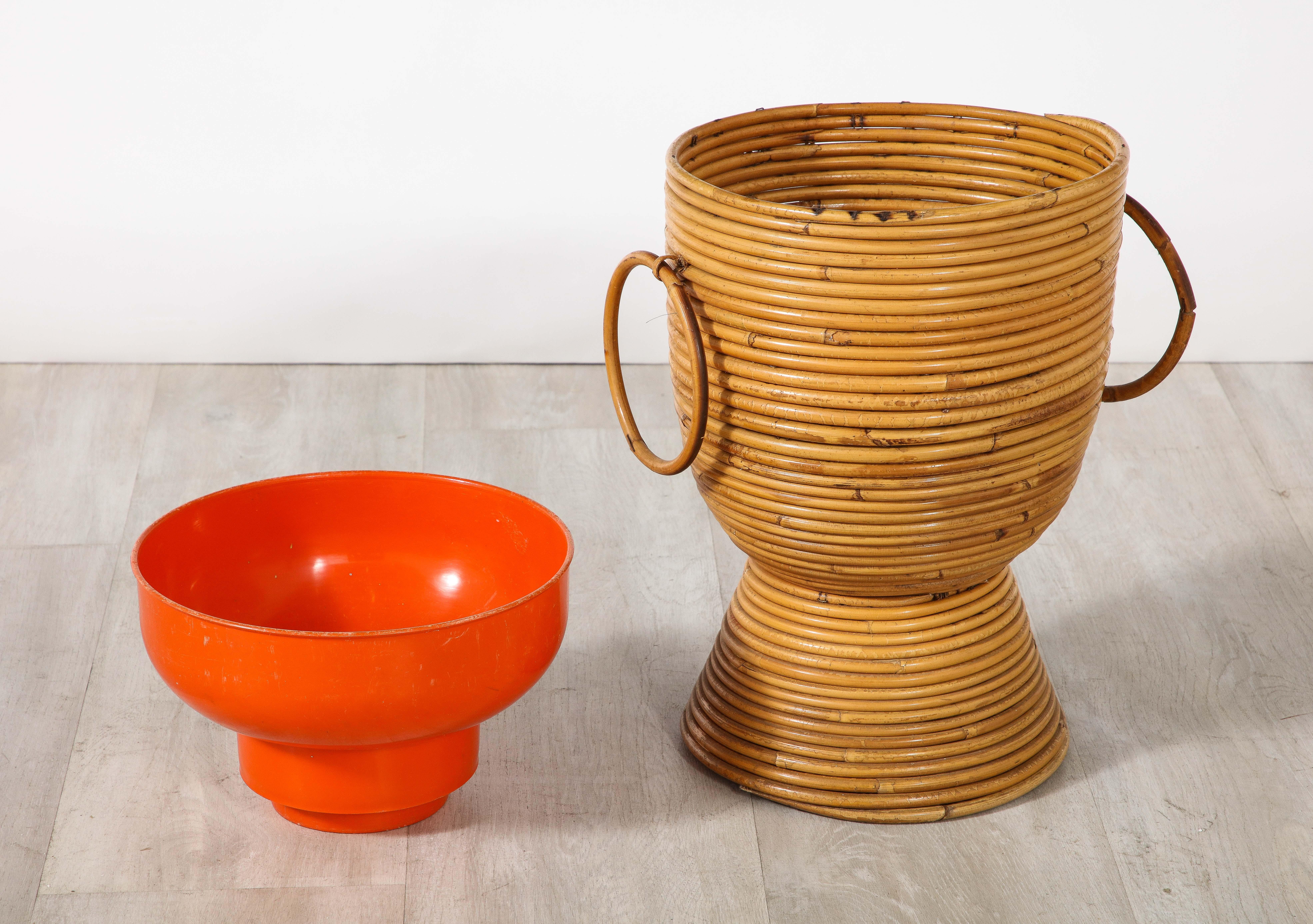 Italian 1950's Bamboo Ice Bucket or Basket /Vase 3