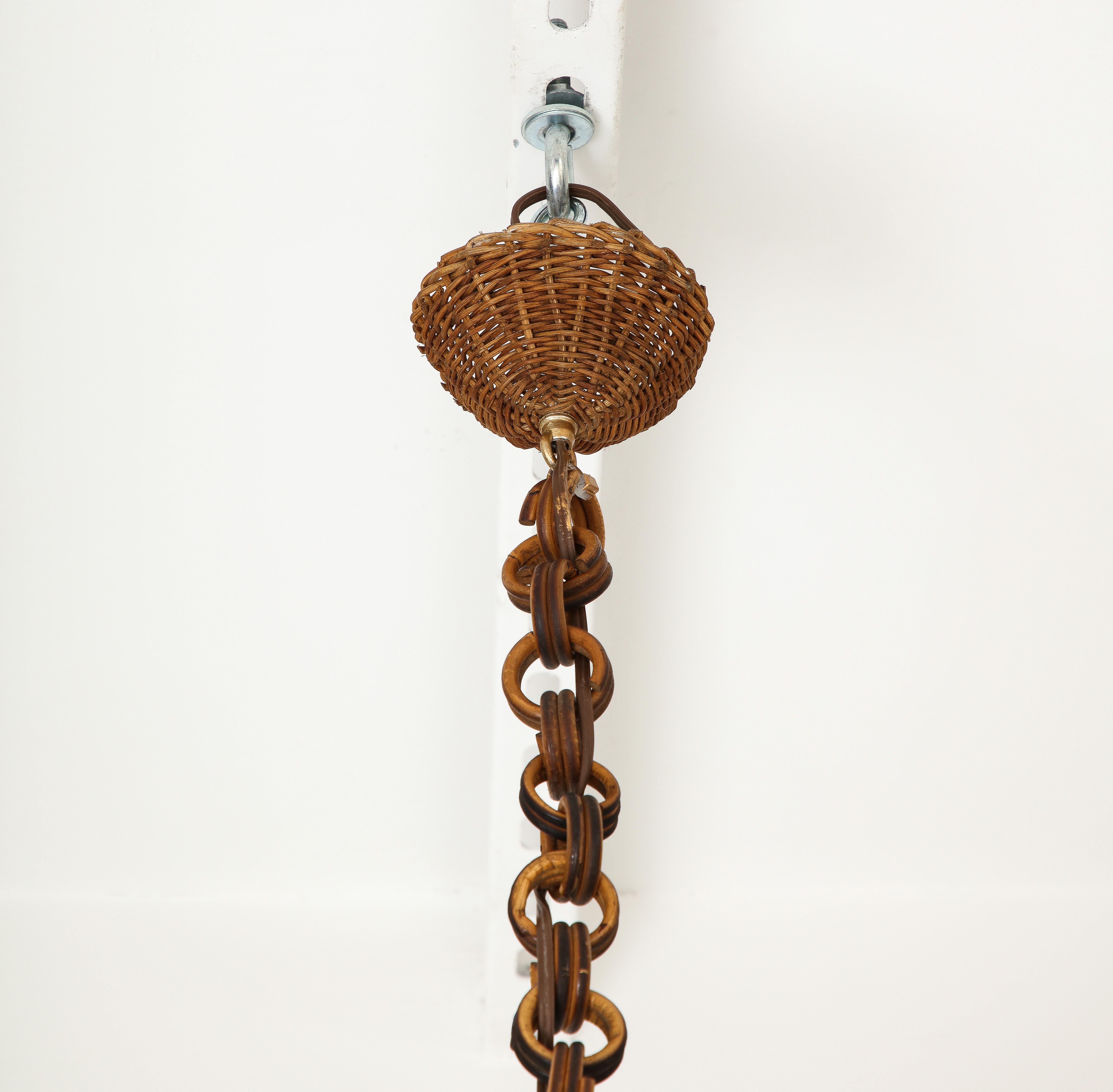 Mid-Century Modern Italian 1950s Bamboo Lantern / Pendant Chandelier For Sale