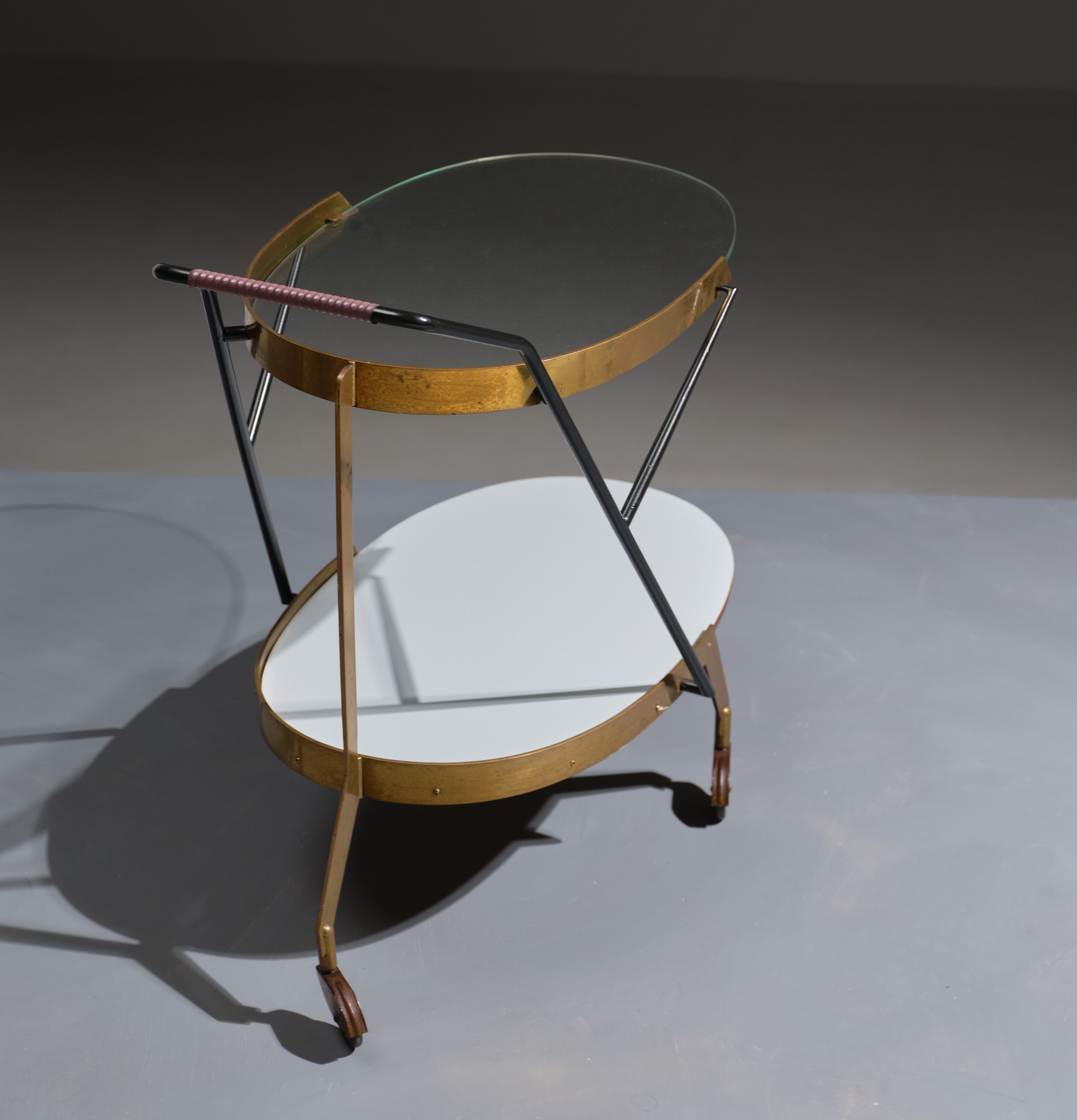 Mid-20th Century Italian 1950s Bar Cart, Elegant and Functional For Sale