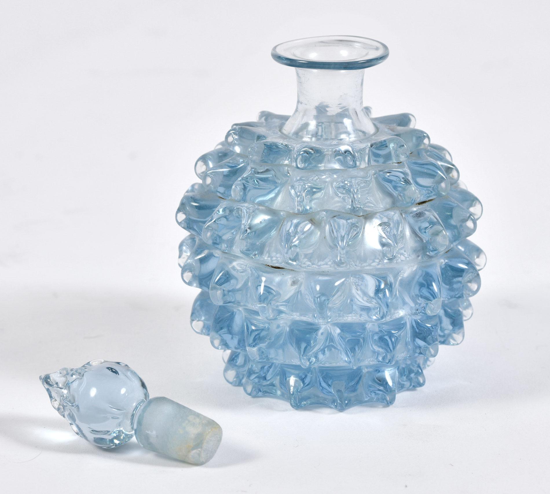 Mid-20th Century Italian 1950s Barovier e Toso Blue Murano Glass Perfume Bottle