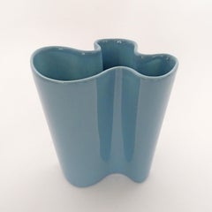Italian 1950s Biomorphic petrol blue Ceramic vase