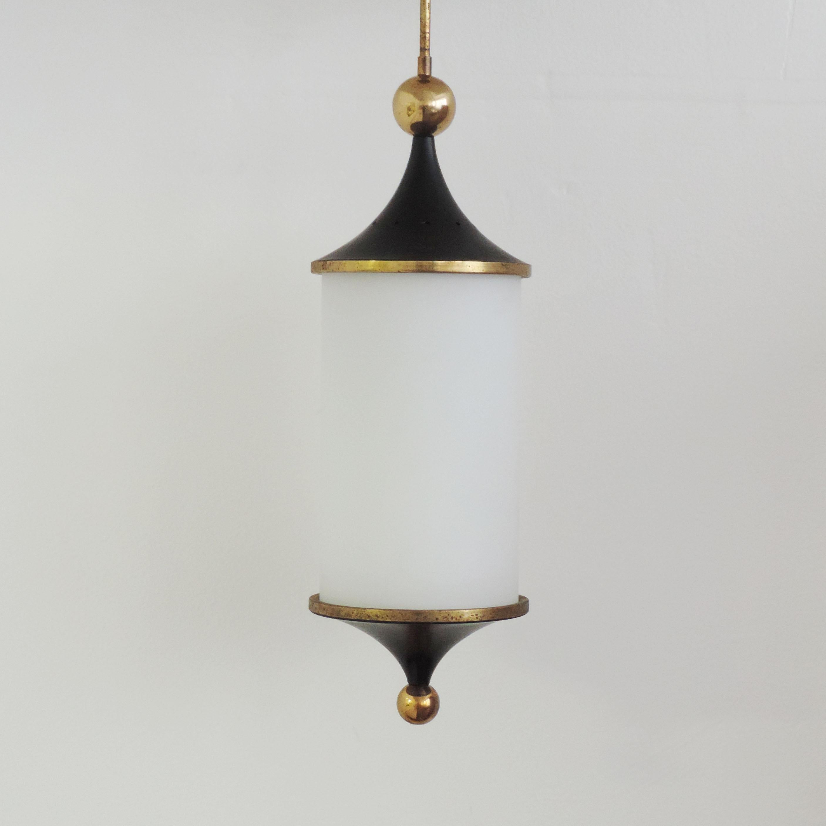 Mid-20th Century Italian 1950s Black and Brass Pendant For Sale