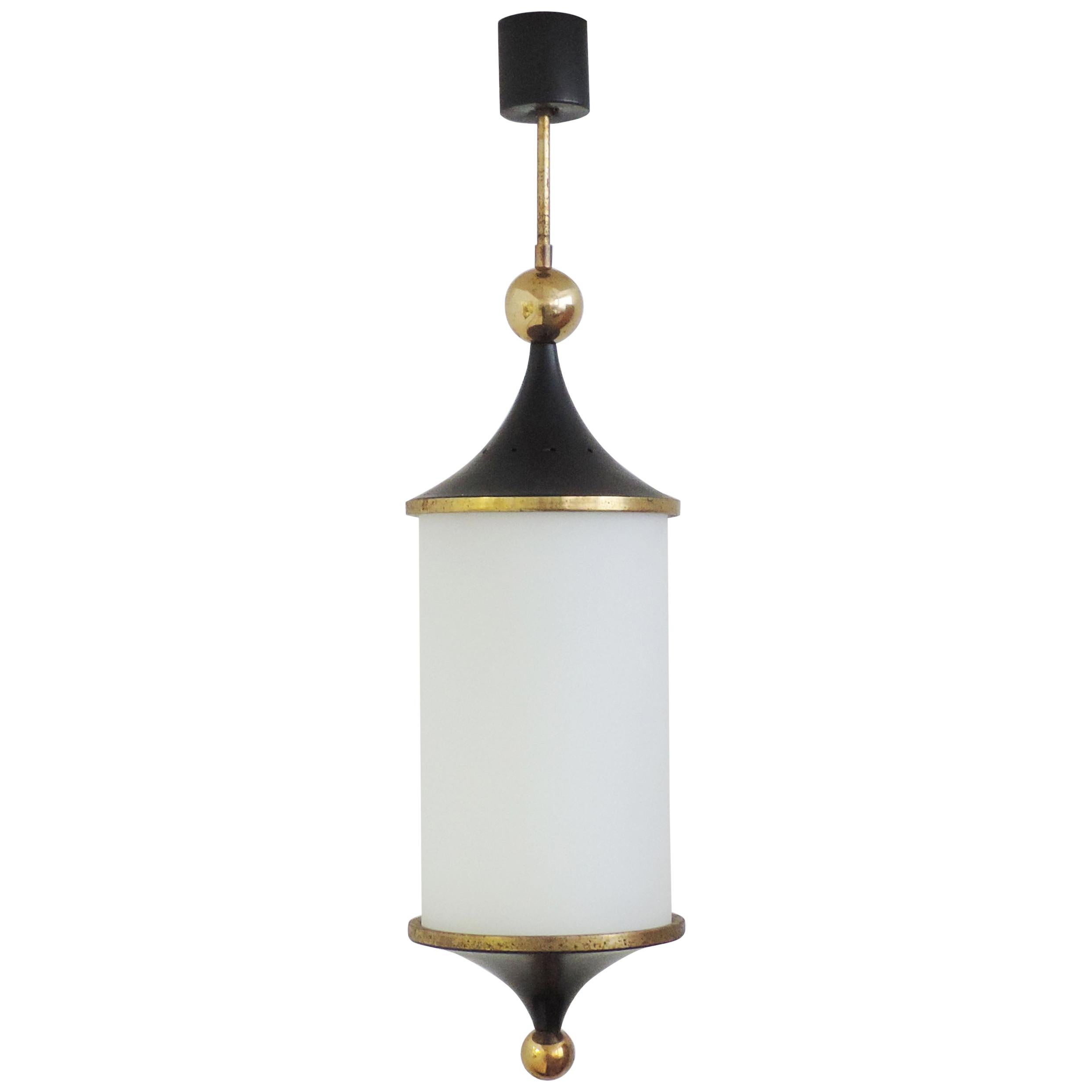 Italian 1950s Black and Brass Pendant For Sale