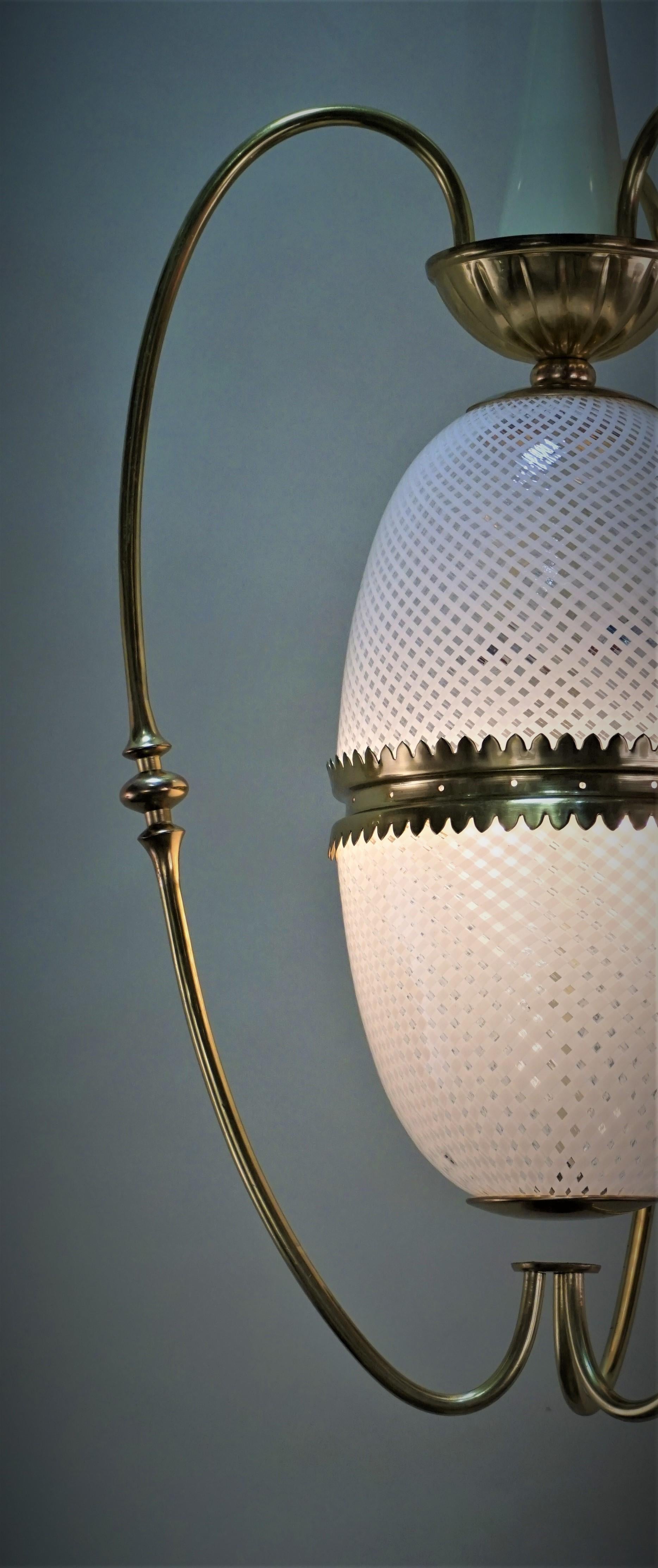 Bronze Italian 1950s Blown Glass Lantern