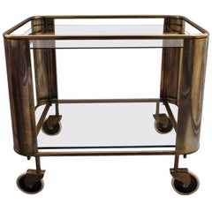 Italian 1950s Brass and Glass Bar Cart or Trolley Table, Mid-Century Modern