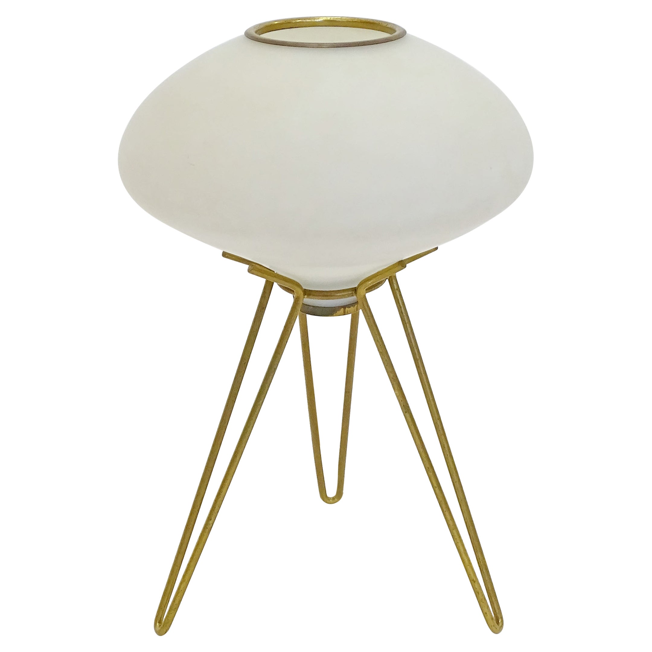 Italian 1950s Brass and Glass Table Lamp