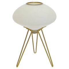 Italian 1950s Brass and Glass Table Lamp
