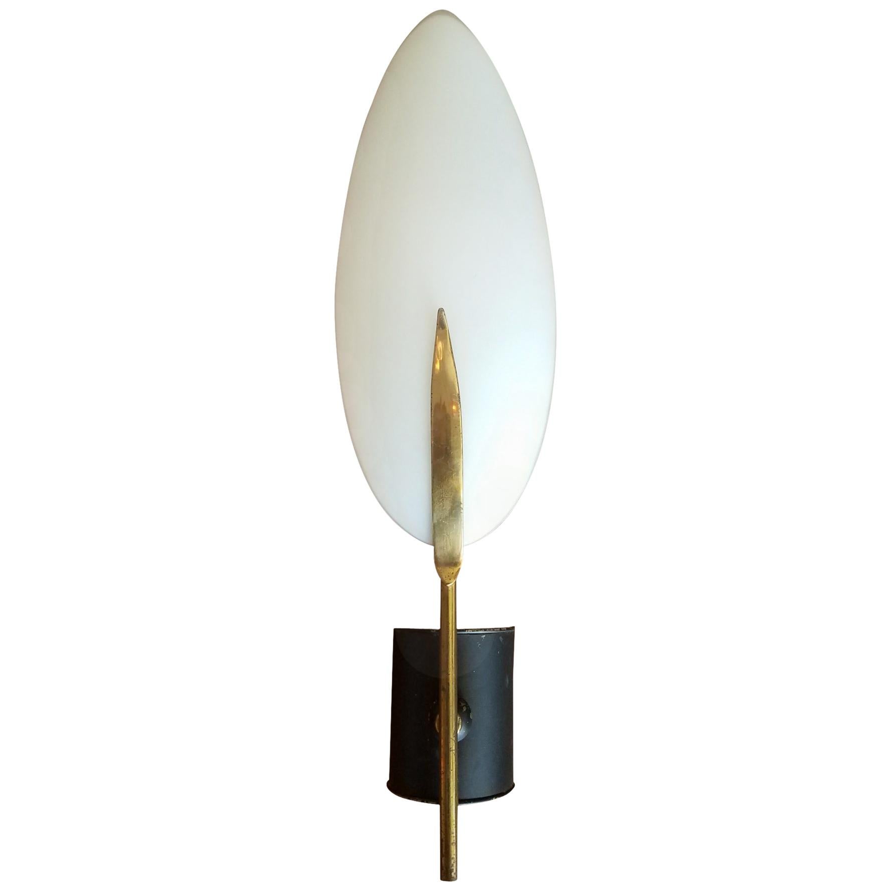 Italian 1950s Brass and Glass Wall Sconce