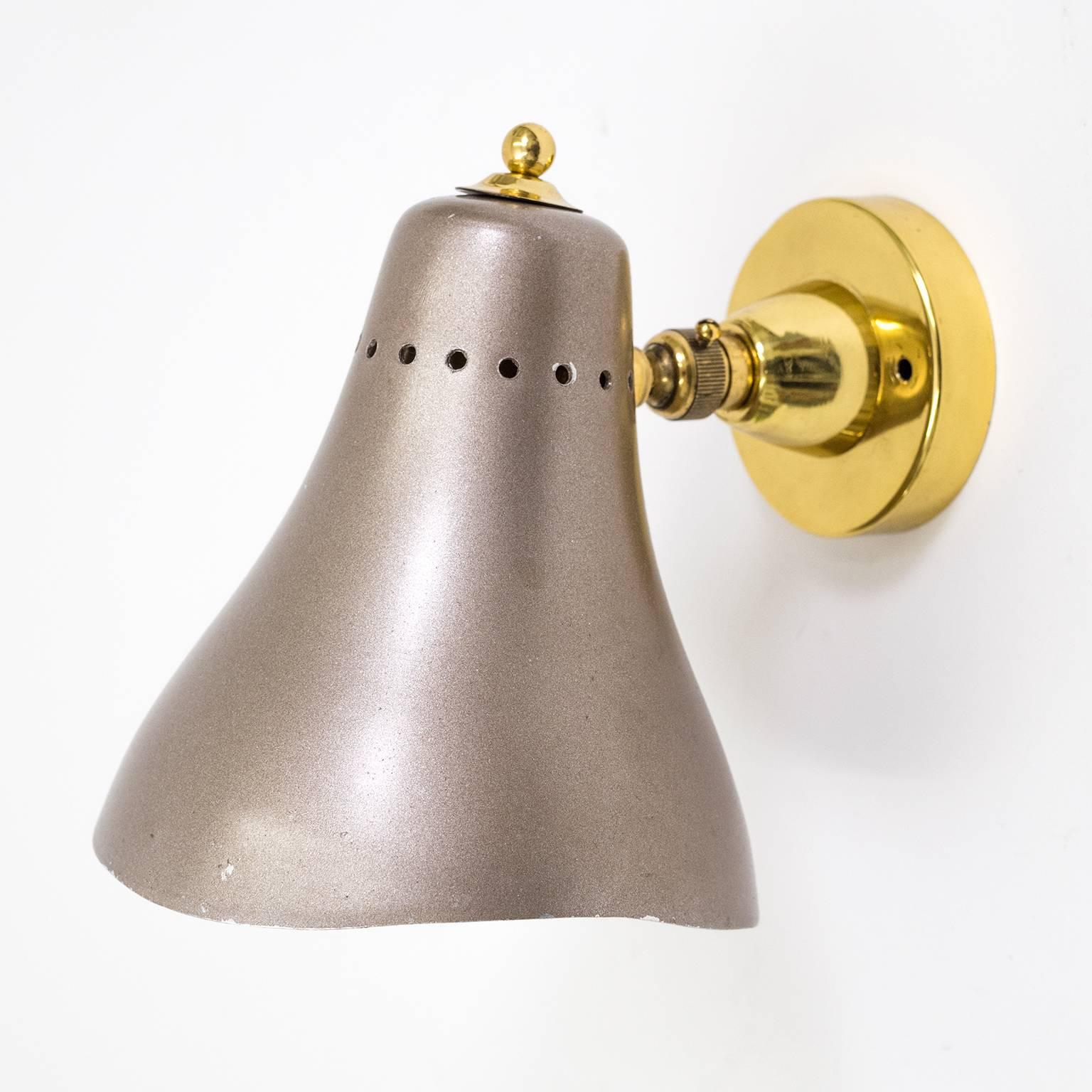 Italian Brass and Lacquered Cone Sconces, 1950s 2