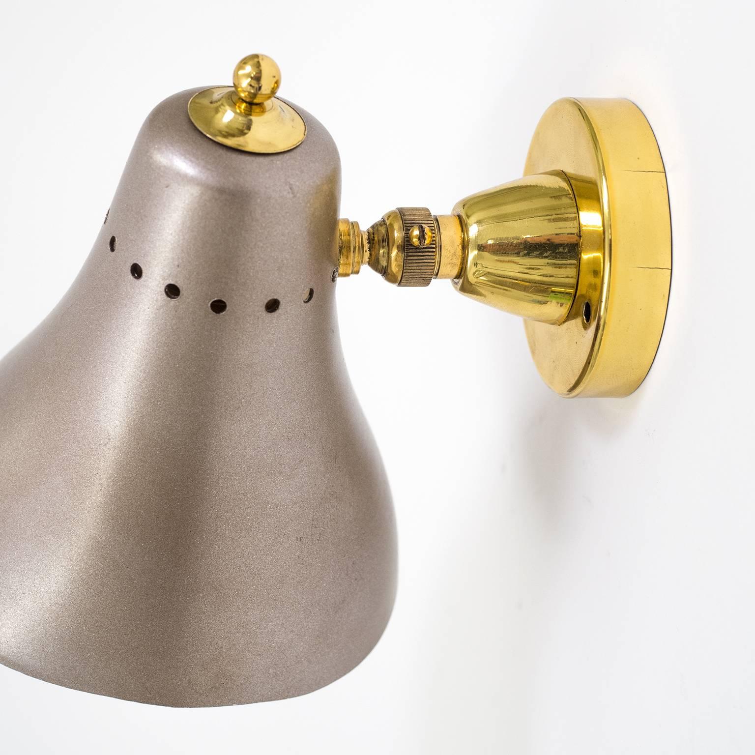 Italian Brass and Lacquered Cone Sconces, 1950s 3