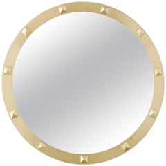 Italian 1950s Brass and Studs Circular Wall Mirror