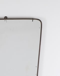 Italian 1950s Brass and Wood Mirror with Mirrored Glass