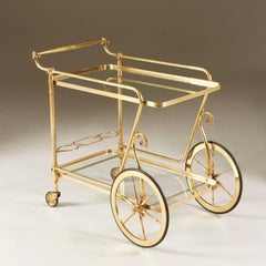 Vintage Italian 1950s Brass Drinks Trolley