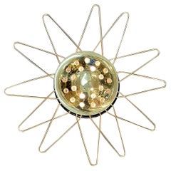 Vintage Italian 1950s Brass & Enamel Ceiling or Wall Mount Atomic Light