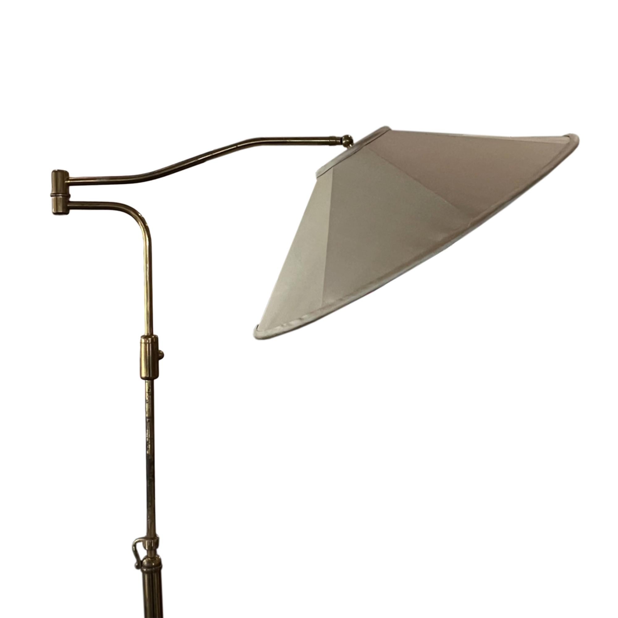 Mid-Century Modern Italian 1950s Brass Floor Lamp With Marble Base