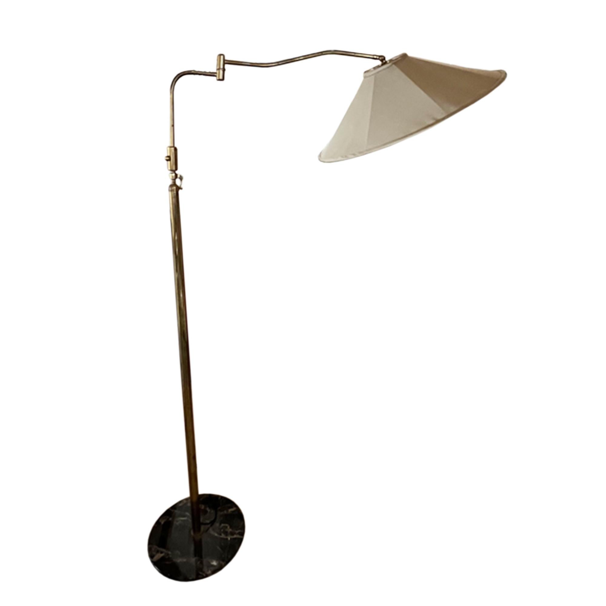 Italian 1950s Brass Floor Lamp With Marble Base 2