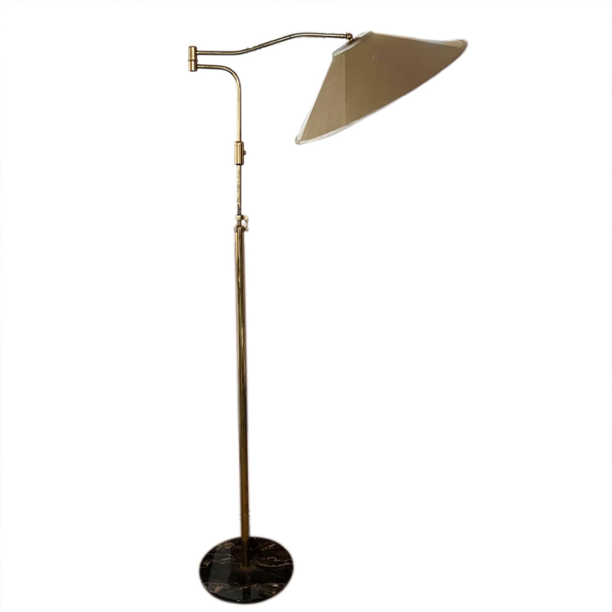 Italian 1950s Brass Floor Lamp With Marble Base 3