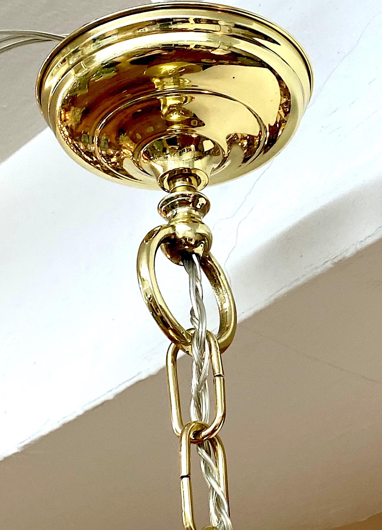 Italian 1950s Brass Lantern with Acid Etched Blown Glass Shade For Sale 2