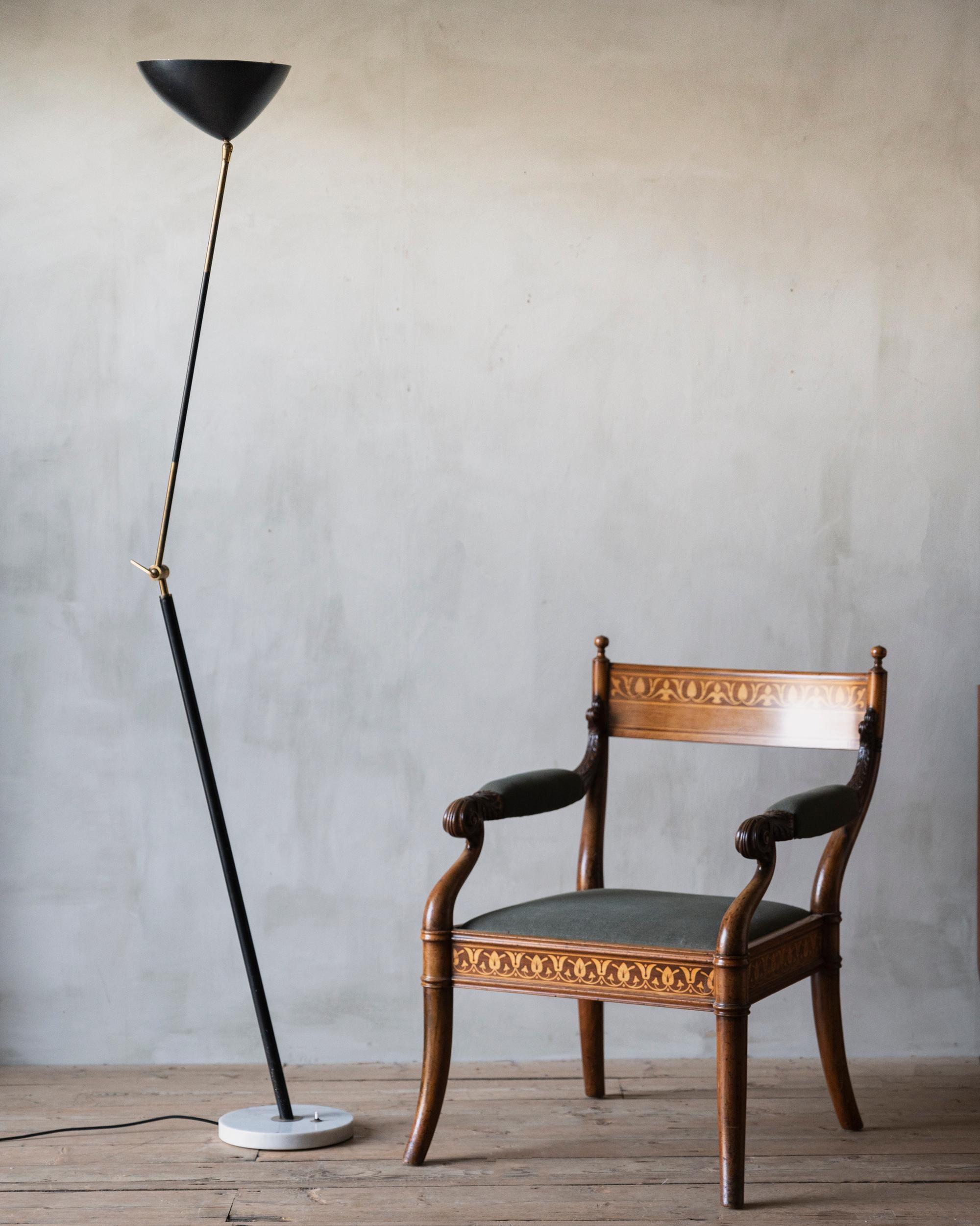 Italian 1950s Brass & Marble Articulating Floor Lamp by Stilux, Milano For Sale 1