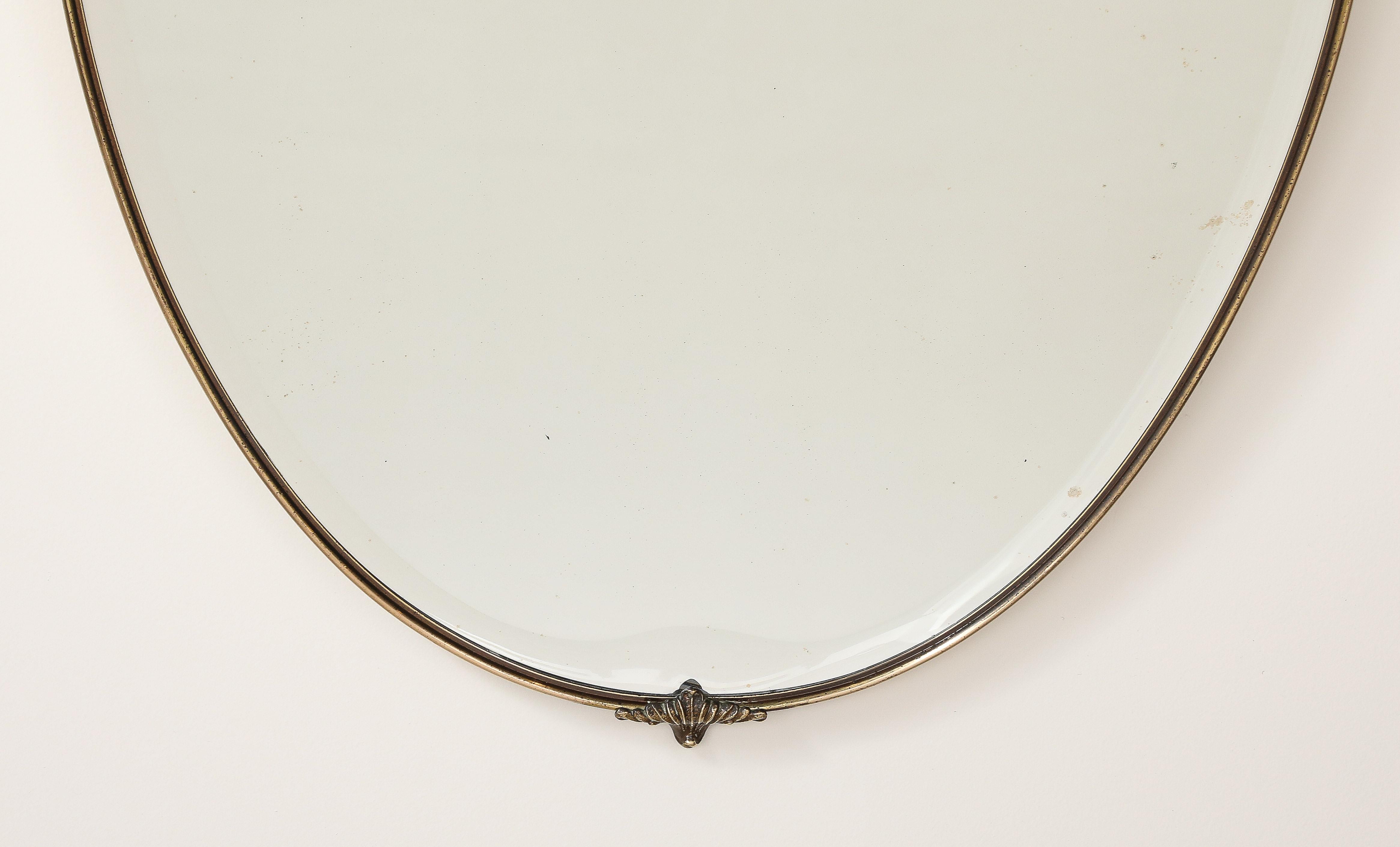 Italian 1950's Brass Shaped Wall Mirror with Horse Sculpture For Sale 7