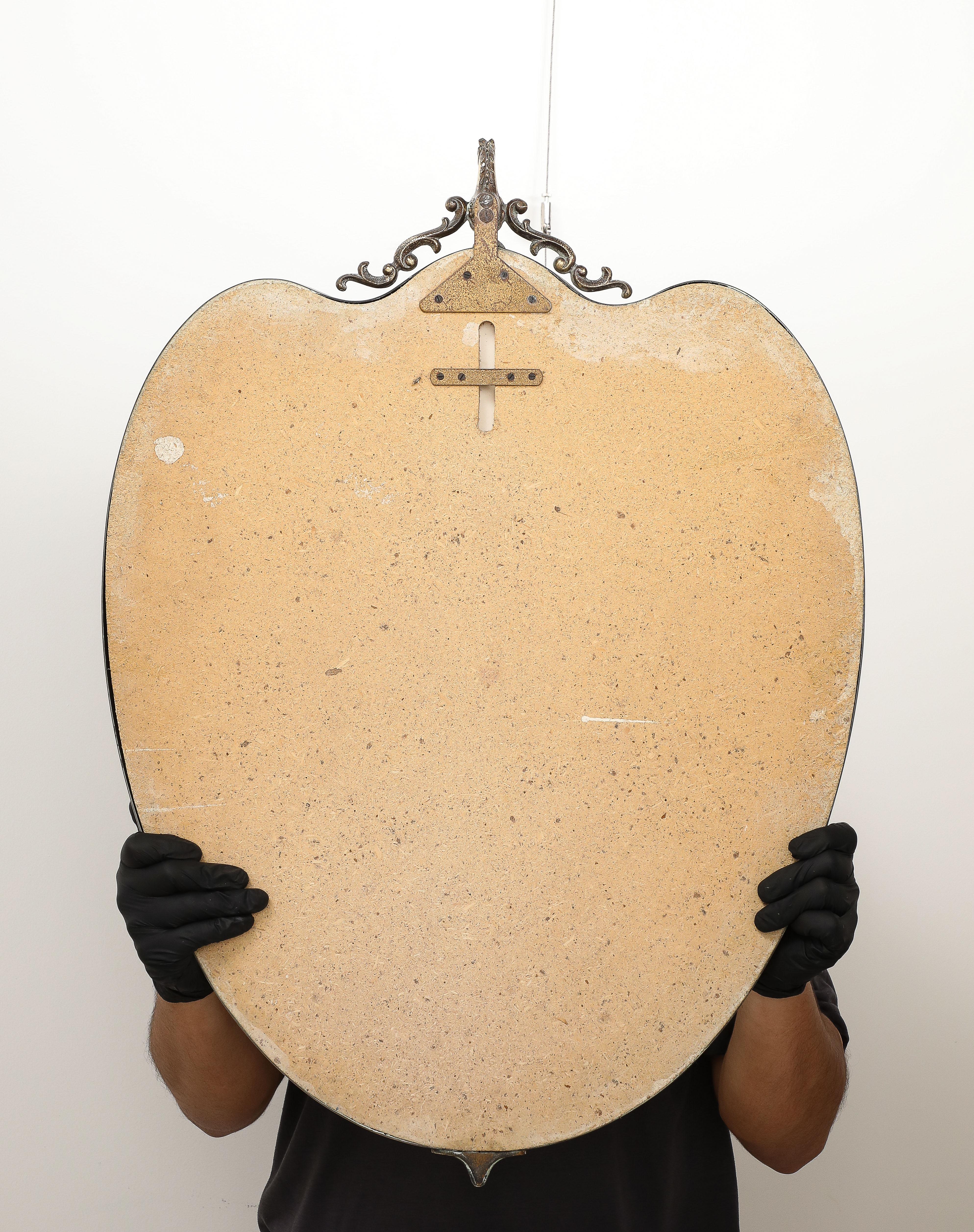 Italian 1950's Brass Shaped Wall Mirror with Horse Sculpture For Sale 8