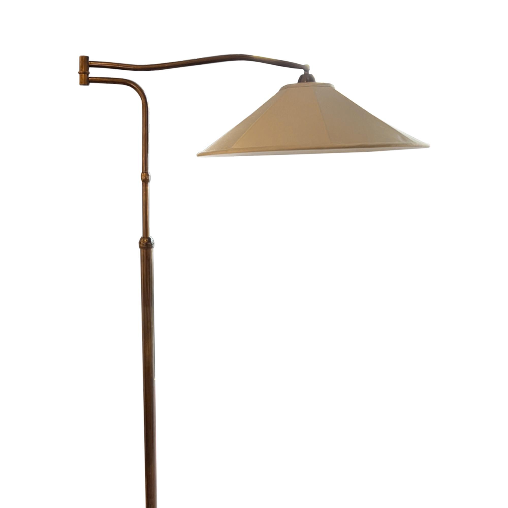 Mid-Century Modern Italian 1950s Brass Swing Arm Floor Lamp