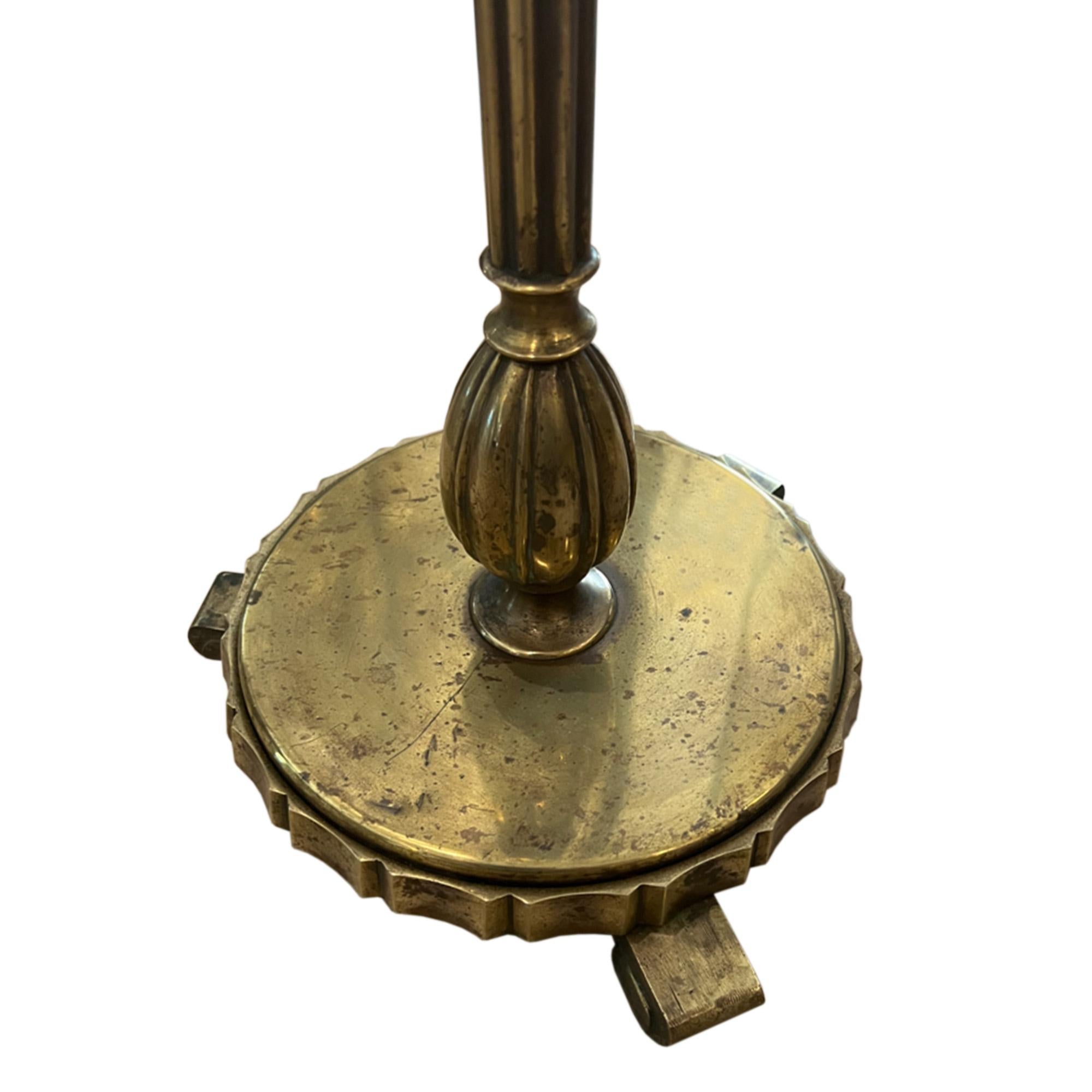 Mid-20th Century Italian 1950s Brass Swing Arm Floor Lamp