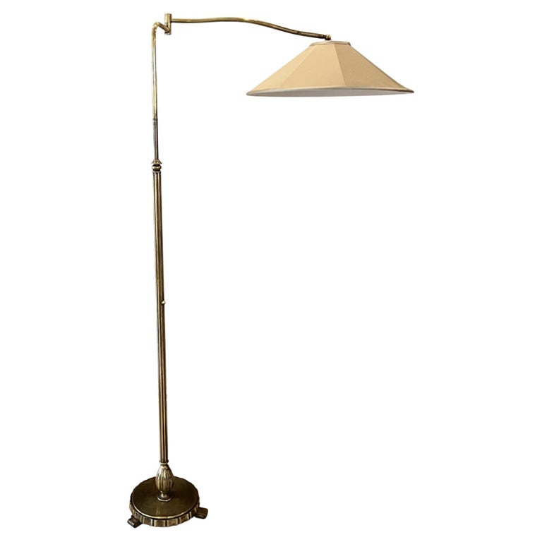 Italian 1950s Brass Swing Arm Floor Lamp For Sale at 1stDibs
