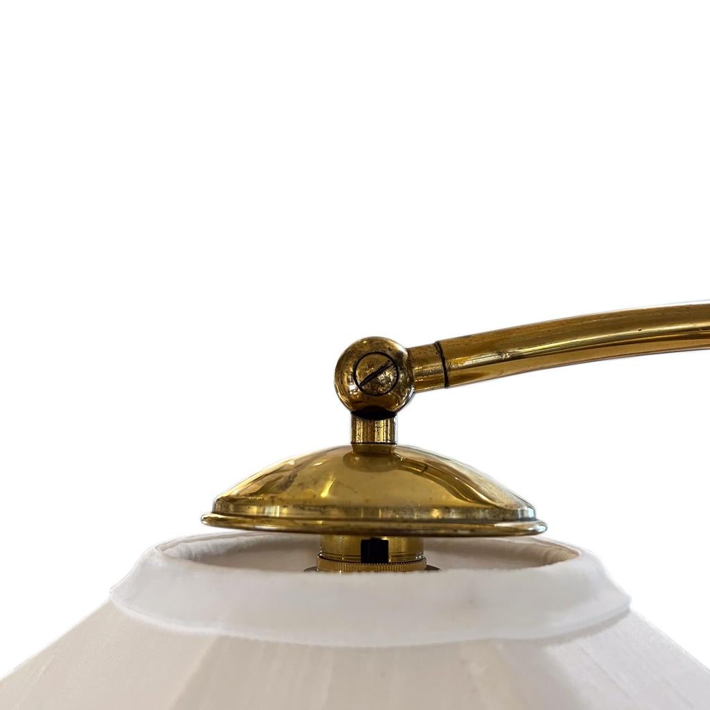 Polished Italian 1950s Brass Swing Arm Floor Lamp With Marble Base For Sale
