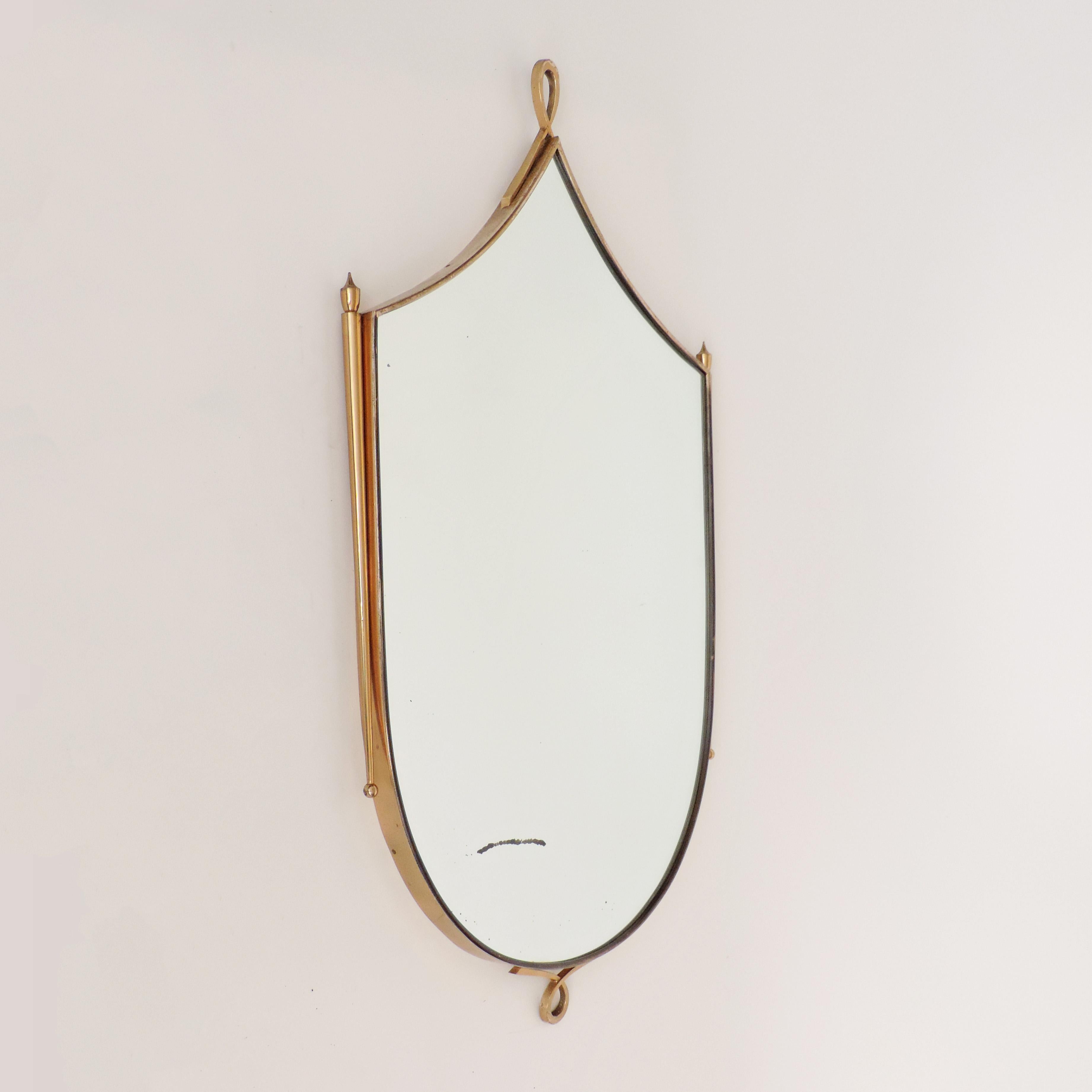 Mid-Century Modern Italian 1950s Brass Wall Mirror