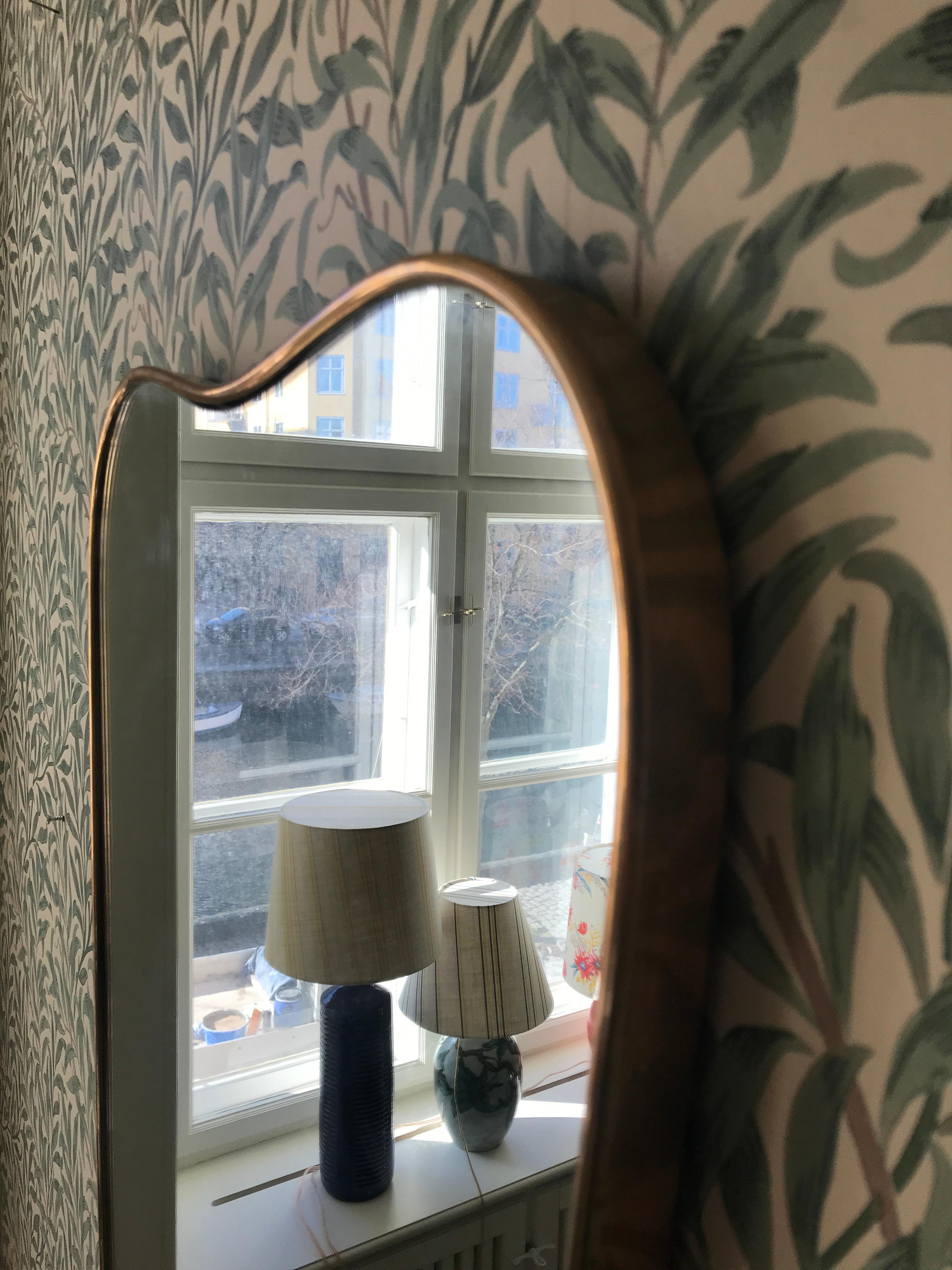 Italian 1950s Brass Wall Mirror In Good Condition In Copenhagen K, DK
