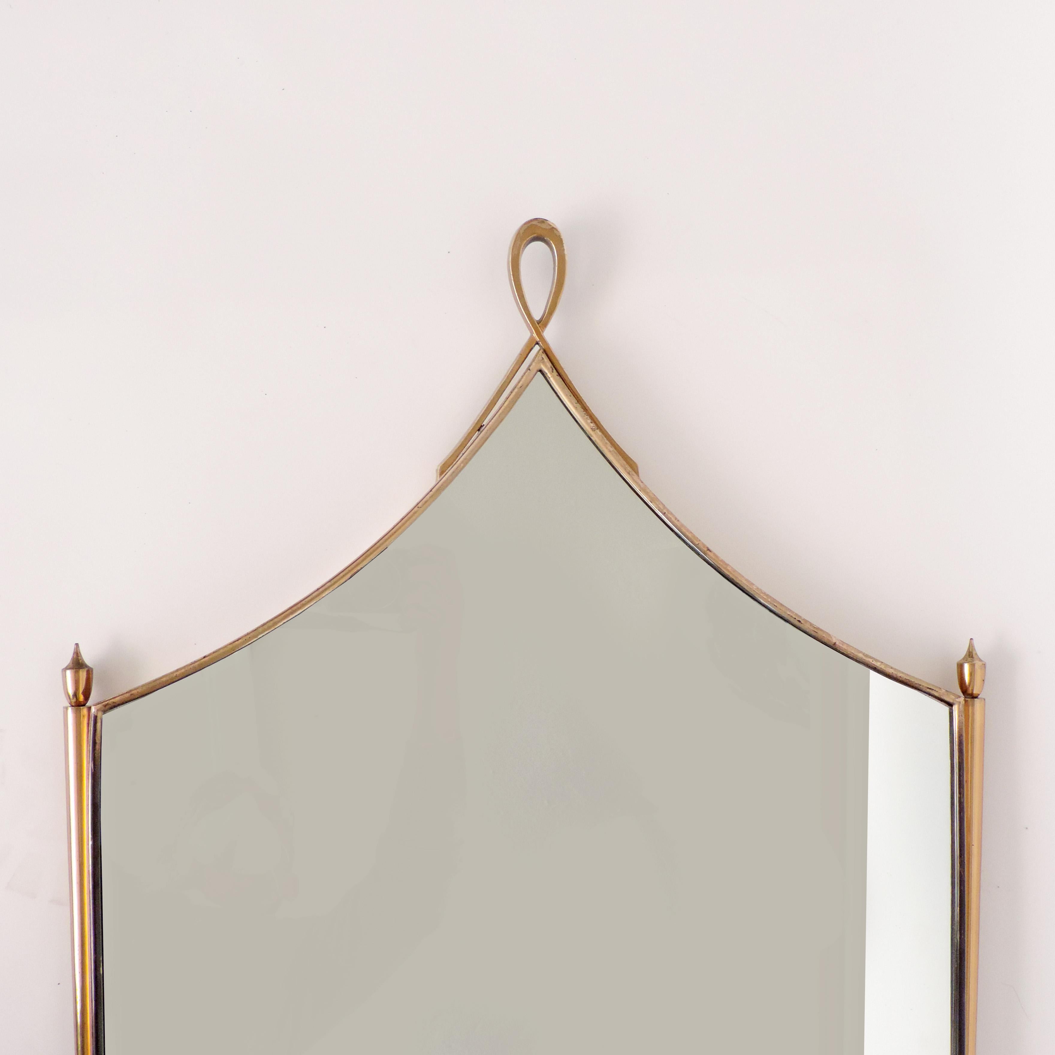 Mid-20th Century Italian 1950s Brass Wall Mirror
