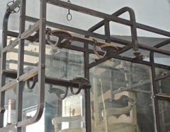 Italian 1950s Cast Iron Theatre Makeup Mirror with Eight Hooks and Six-Light
