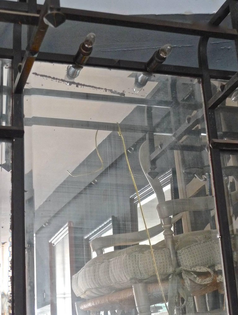 Italian 1950s Cast Iron Theatre Makeup Mirror With Eight Hooks And Six Light For Sale At 1stdibs