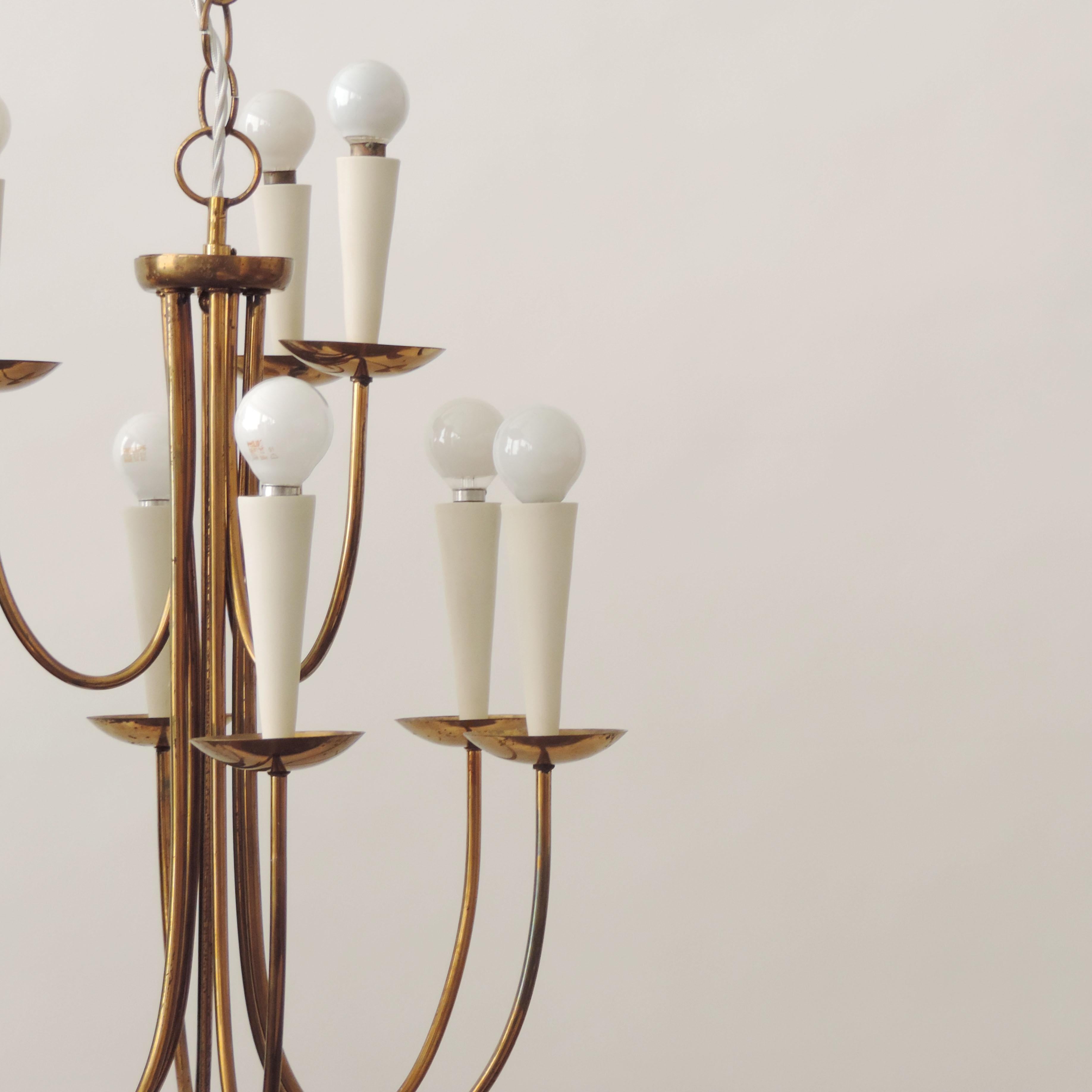 Mid-Century Modern Italian 1950s Ceiling Lamp in Brass For Sale