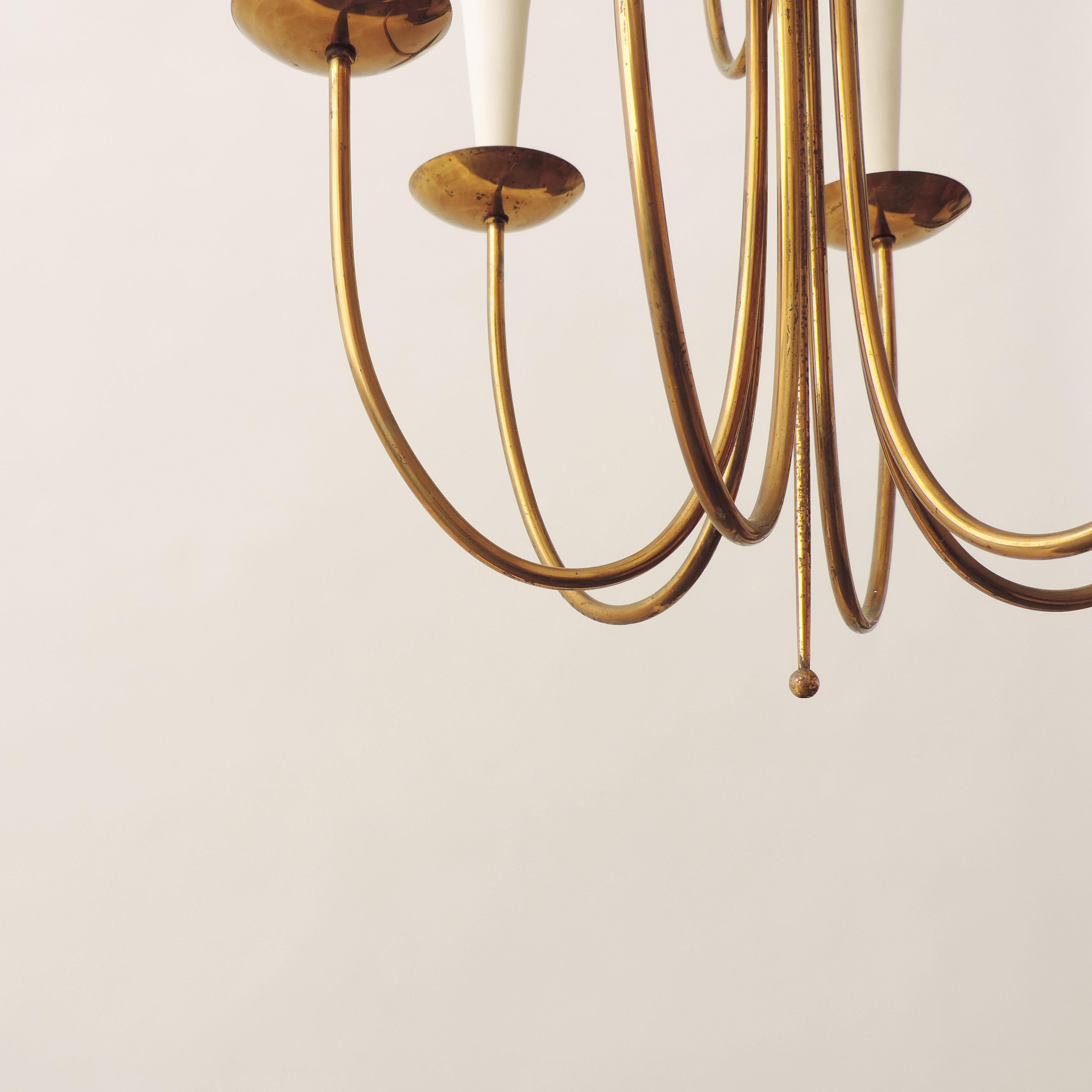 Italian 1950s Ceiling Lamp in Brass In Good Condition For Sale In Milan, IT