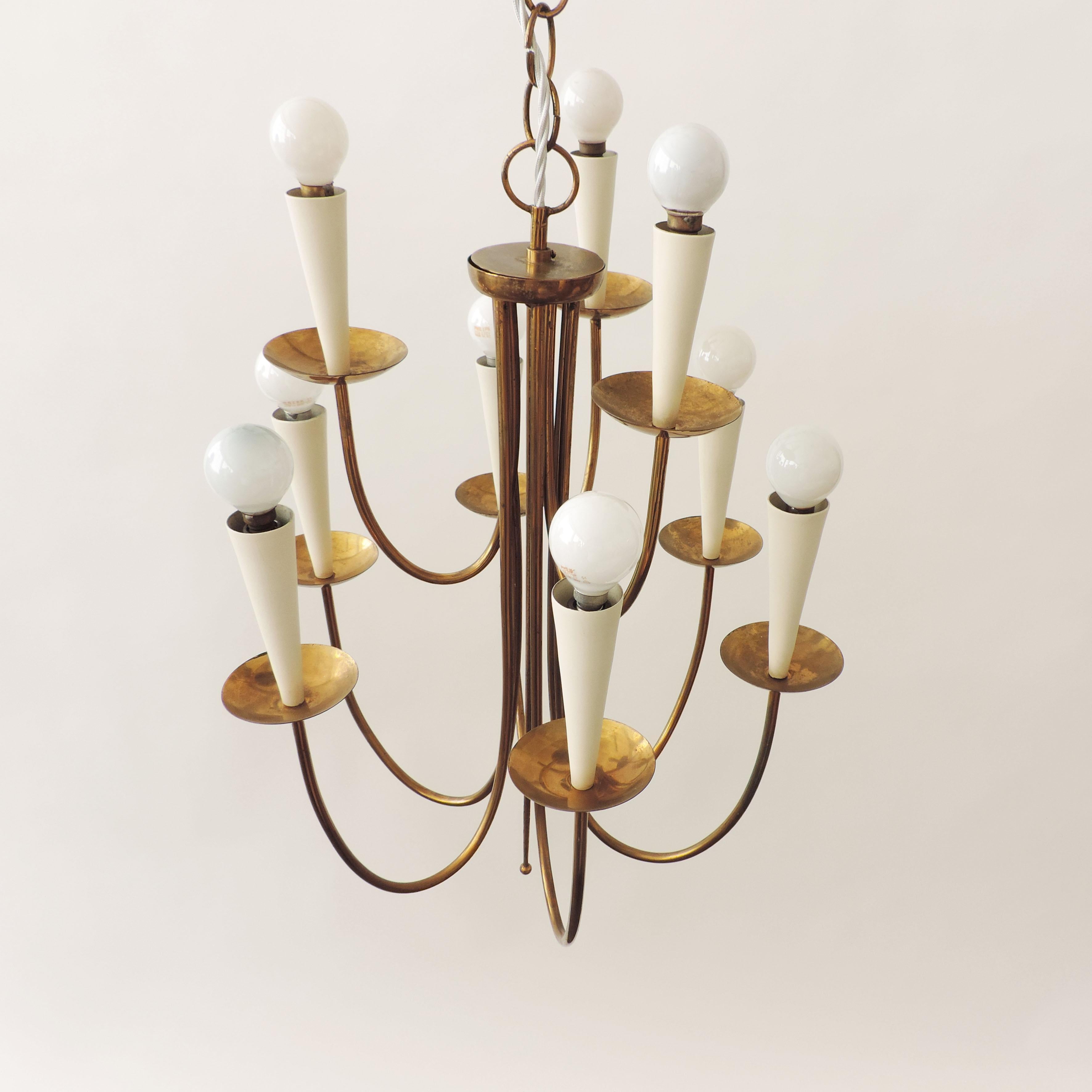 Italian 1950s Ceiling Lamp in Brass For Sale 2