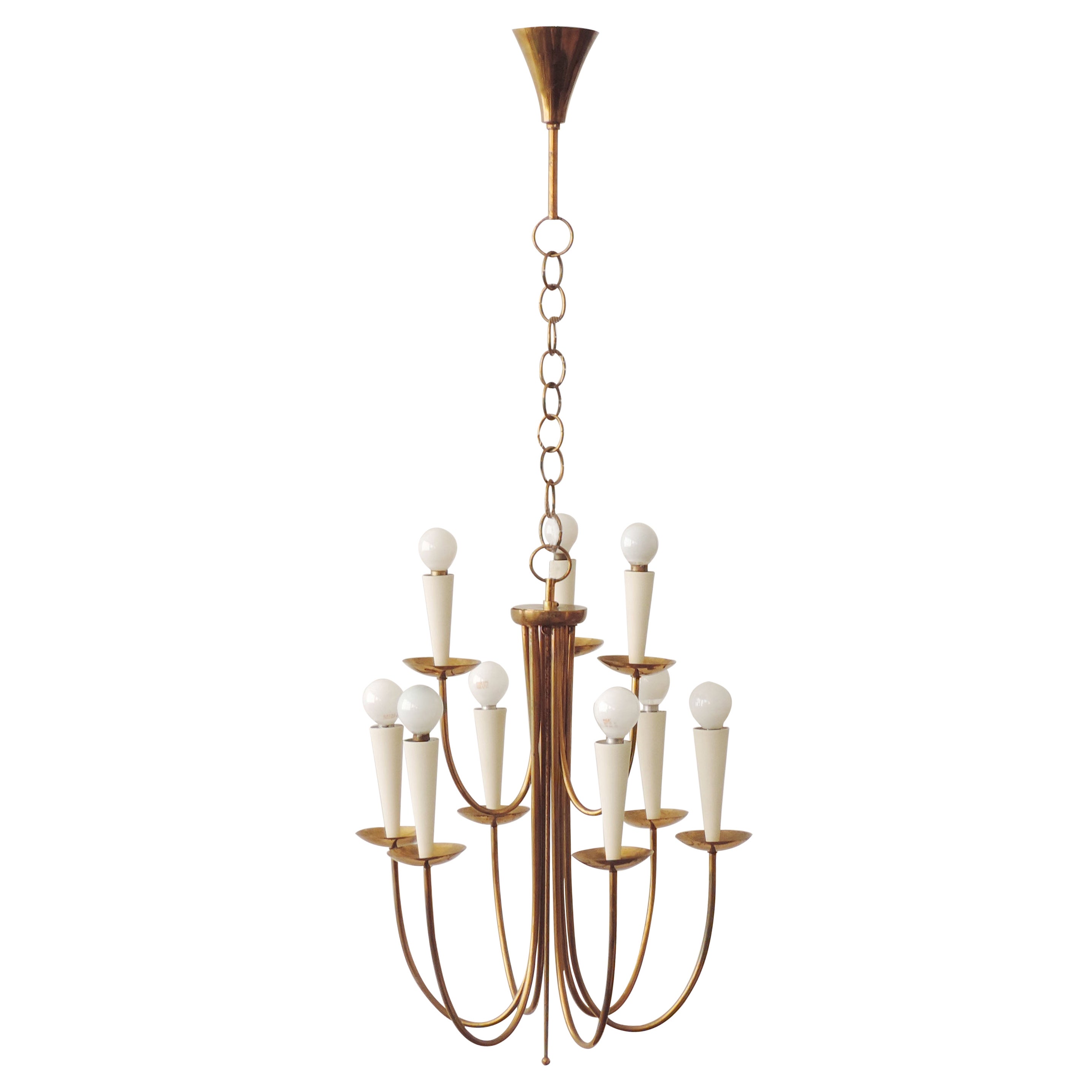 Lampada da soffitto italiana anni '50 in ottone
